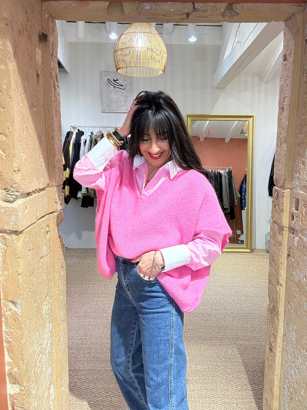 Pull sans manches rose bubble