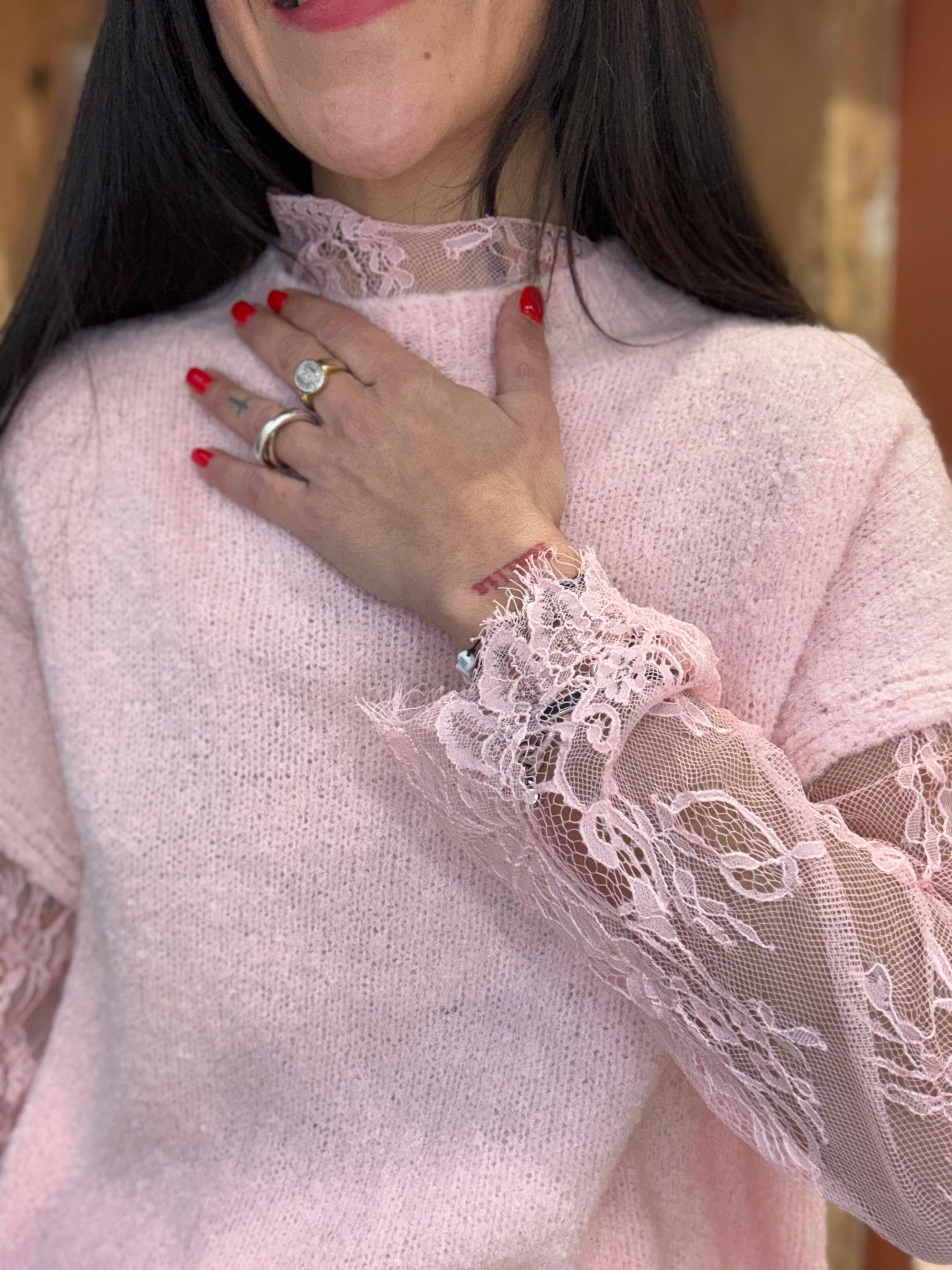 Pull 2 en 1 en dentelle