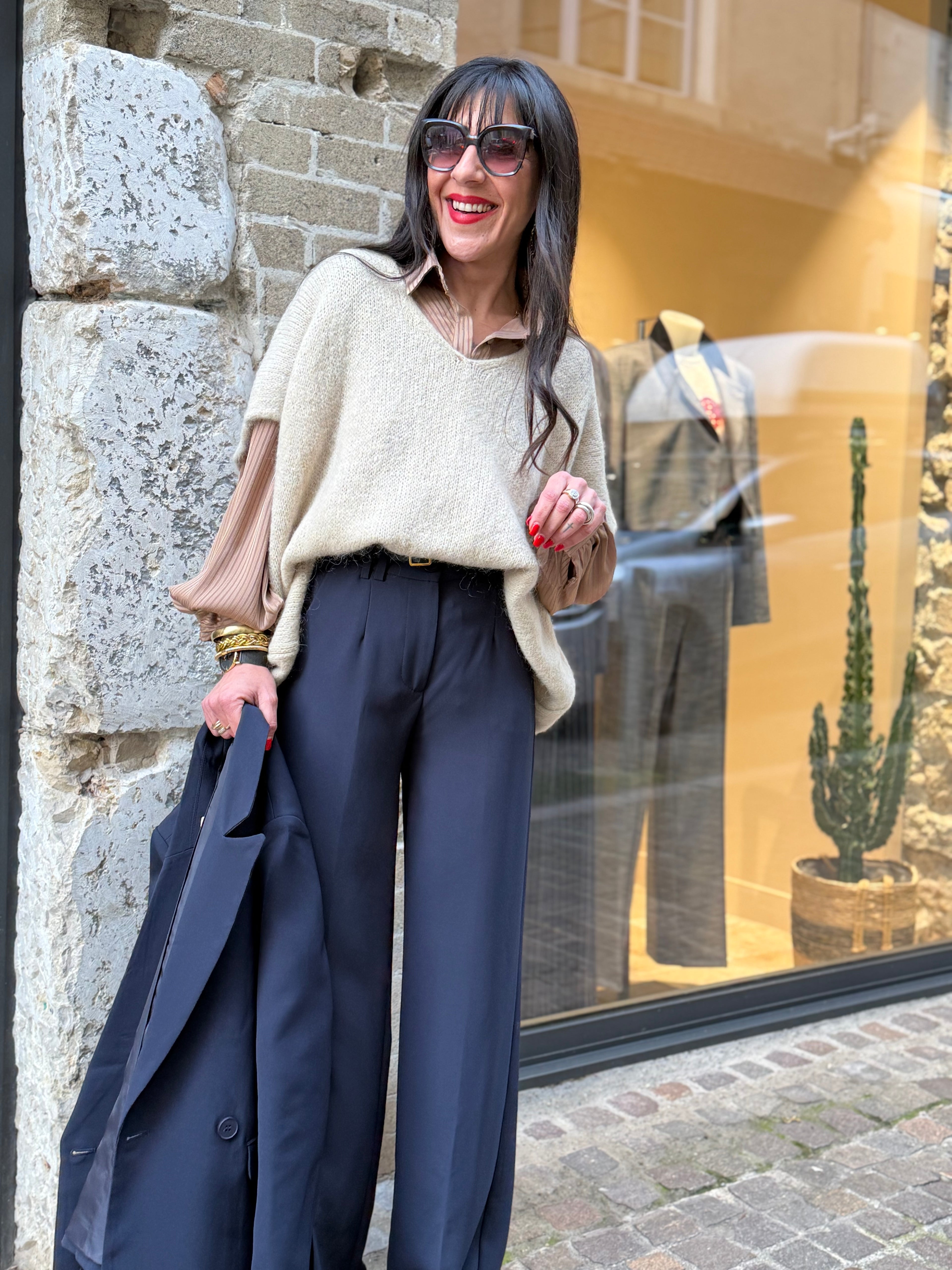 Pull sans manches beige