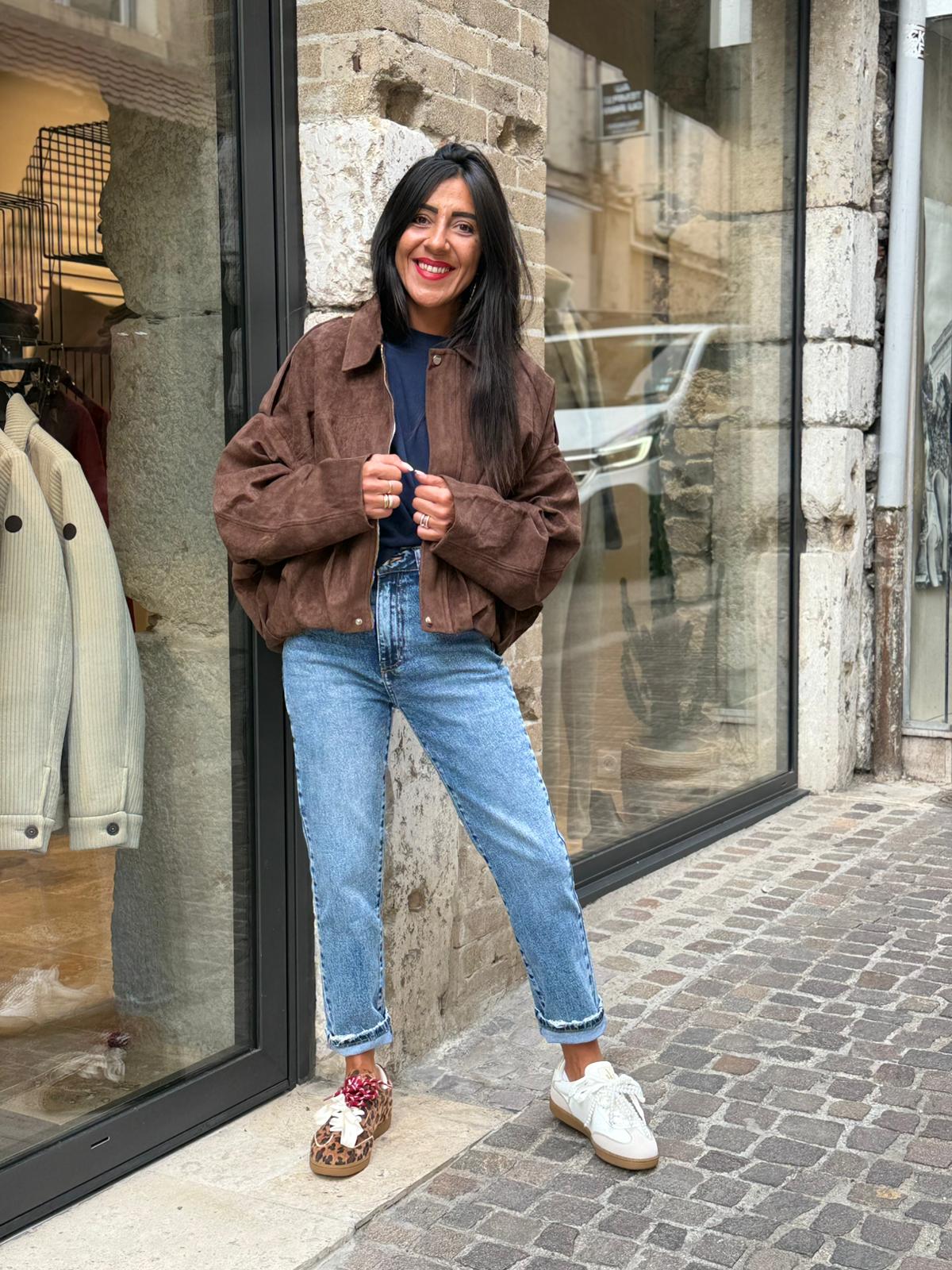 Veste Oversize Suédine Choco