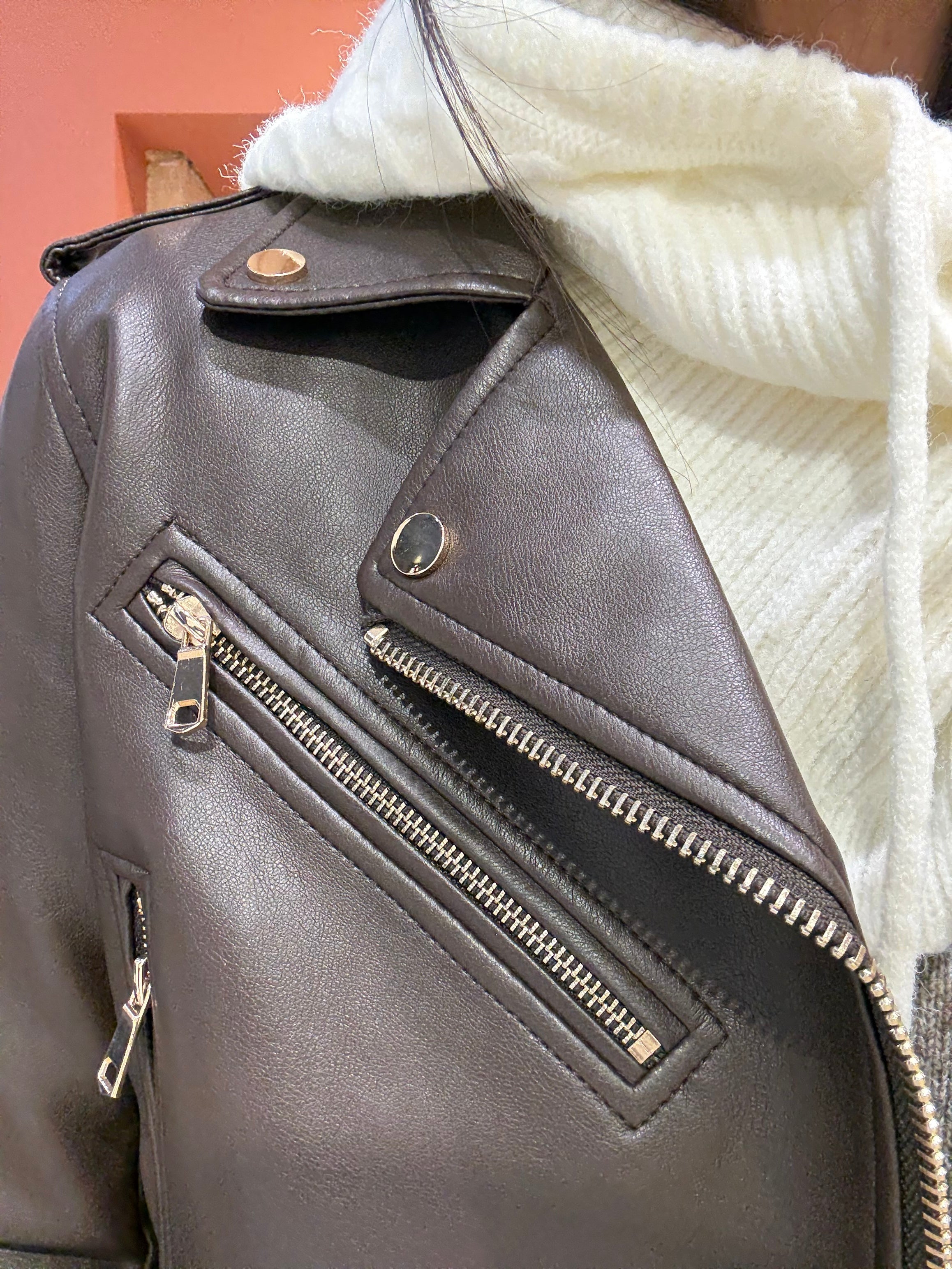 Perfecto en simili cuir choco