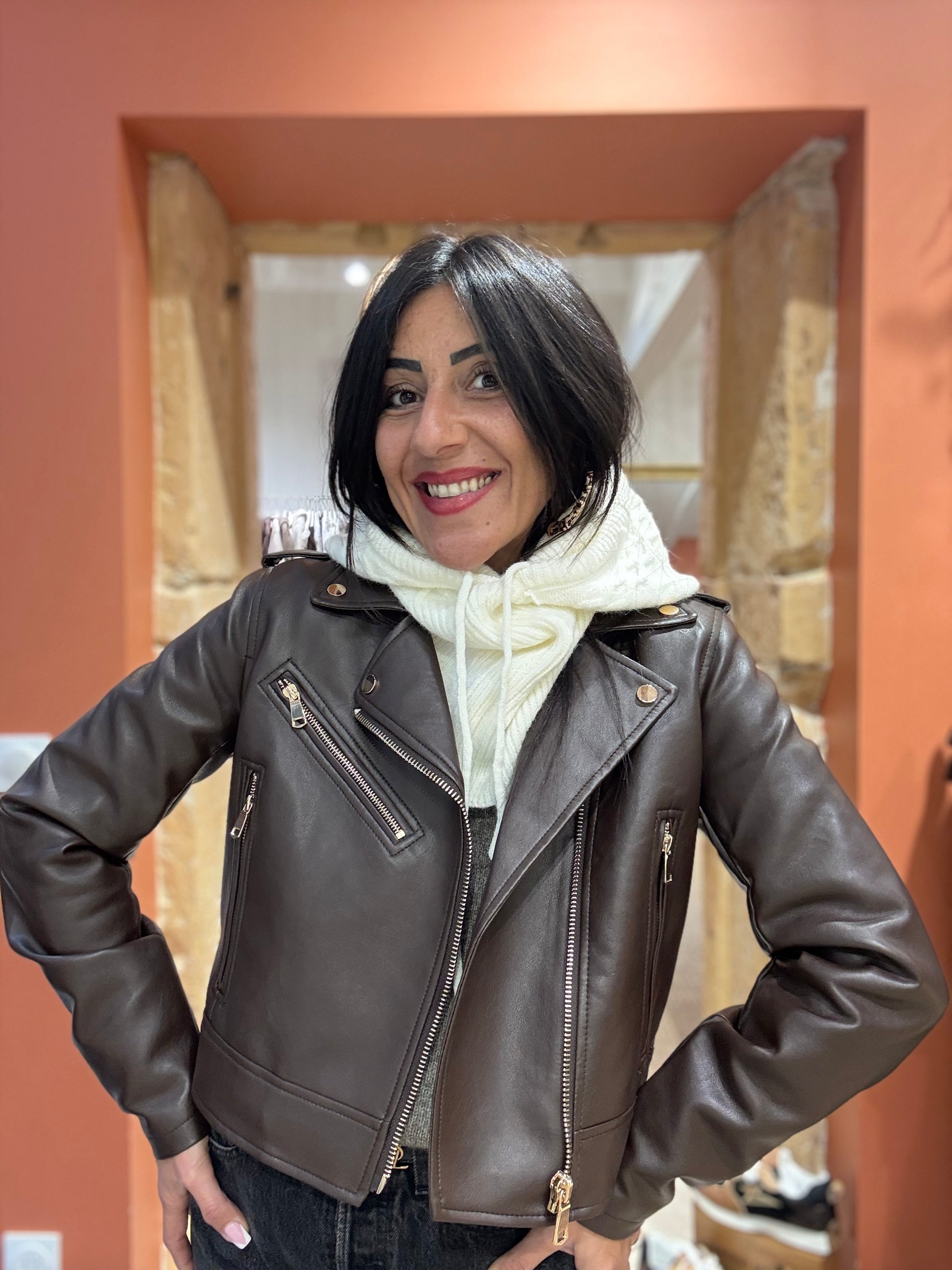 Perfecto en simili cuir choco