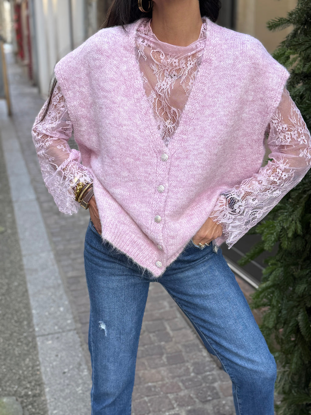 Pull dentelle 2 en 1