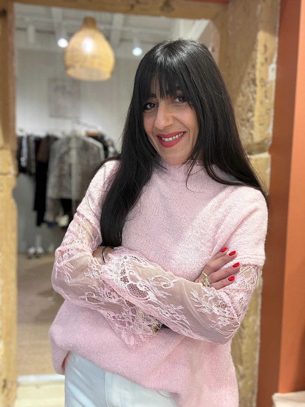 Pull 2 en 1 en dentelle