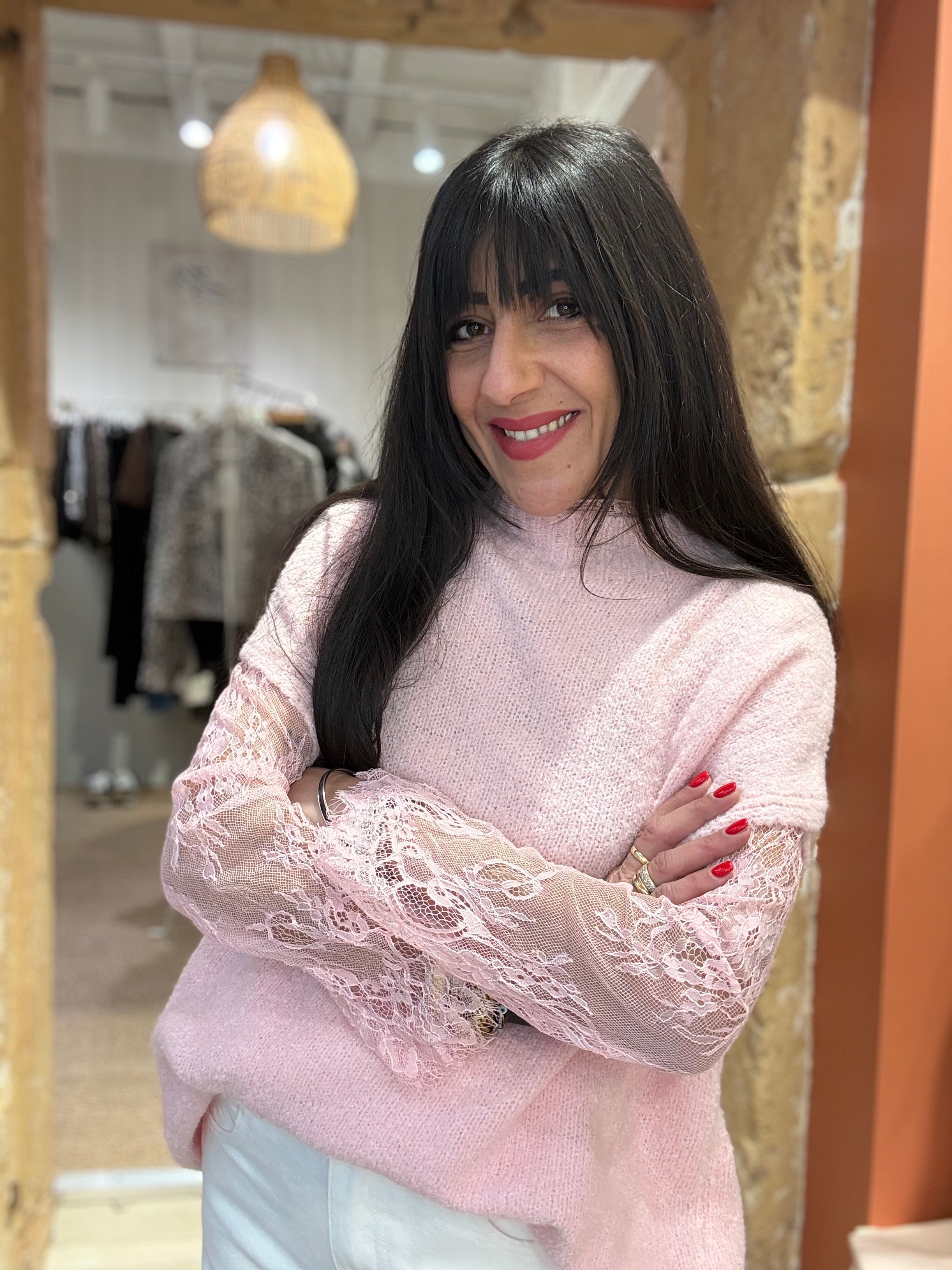 Pull 2 en 1 en dentelle