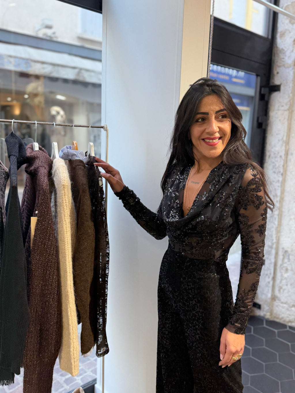 Top manches longues en sequins