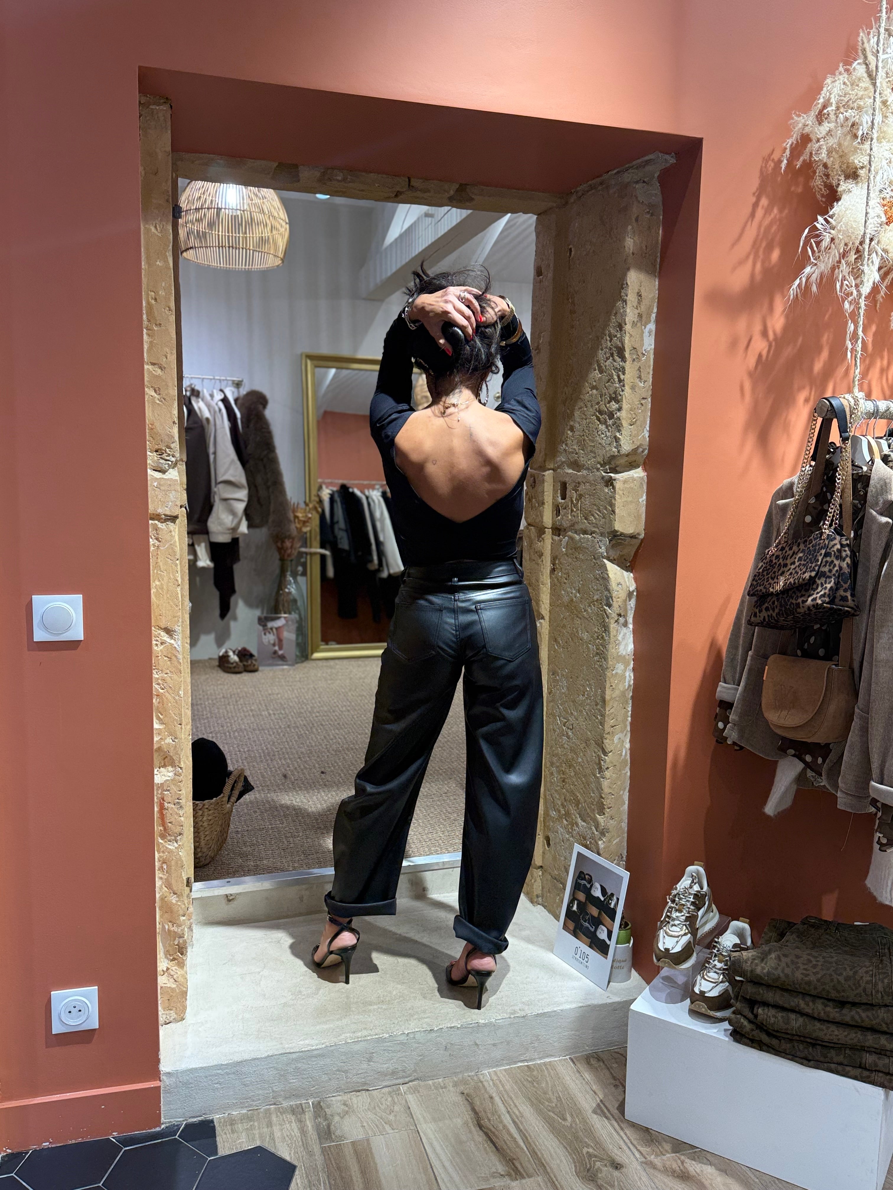 Pantalon simili coupe barrel