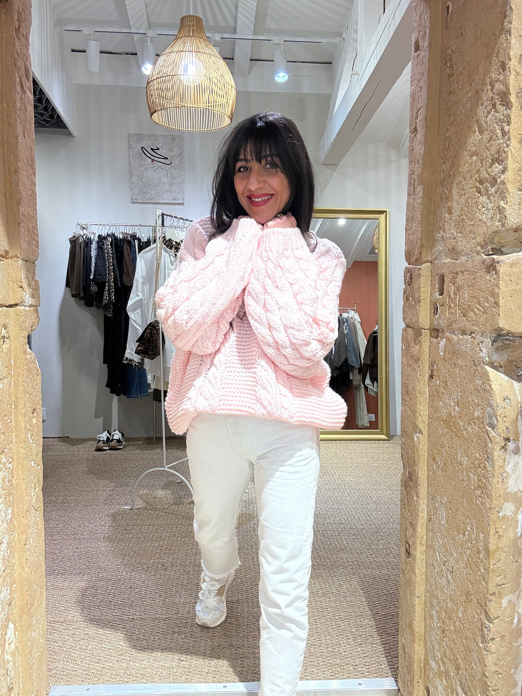 PULL EN GROSSE MAILLE ROSE