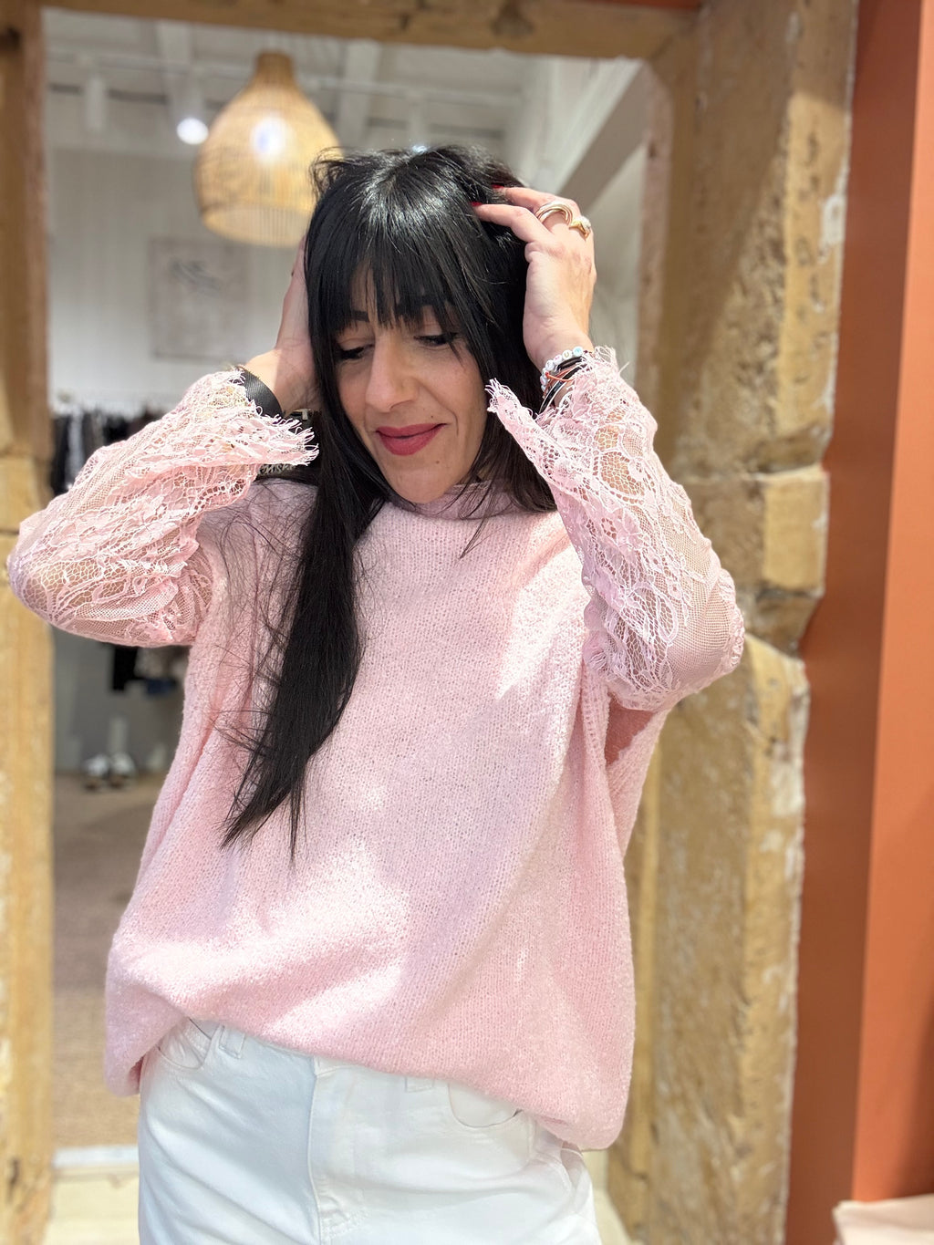 Pull 2 en 1 en dentelle