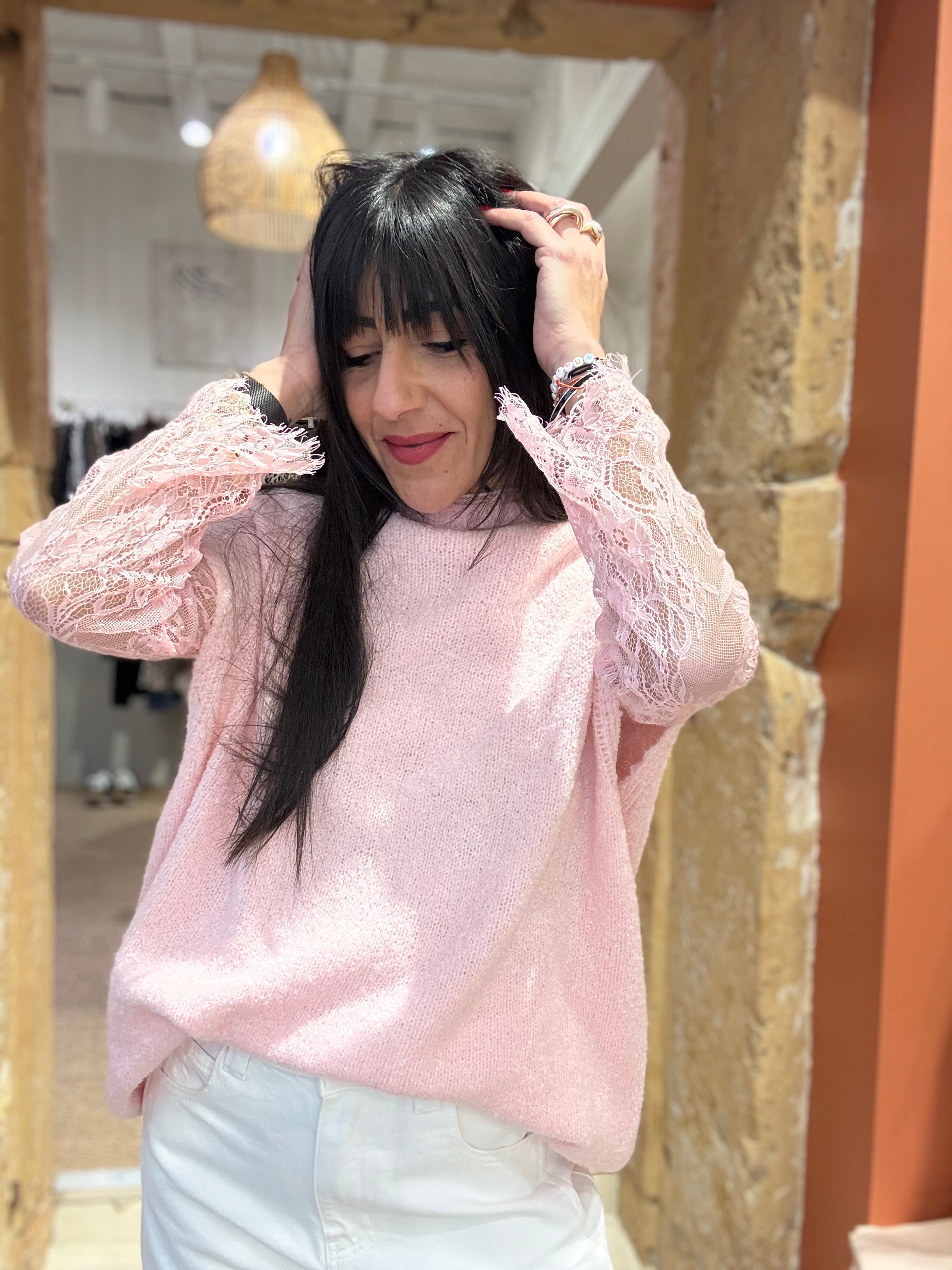 Pull 2 en 1 en dentelle