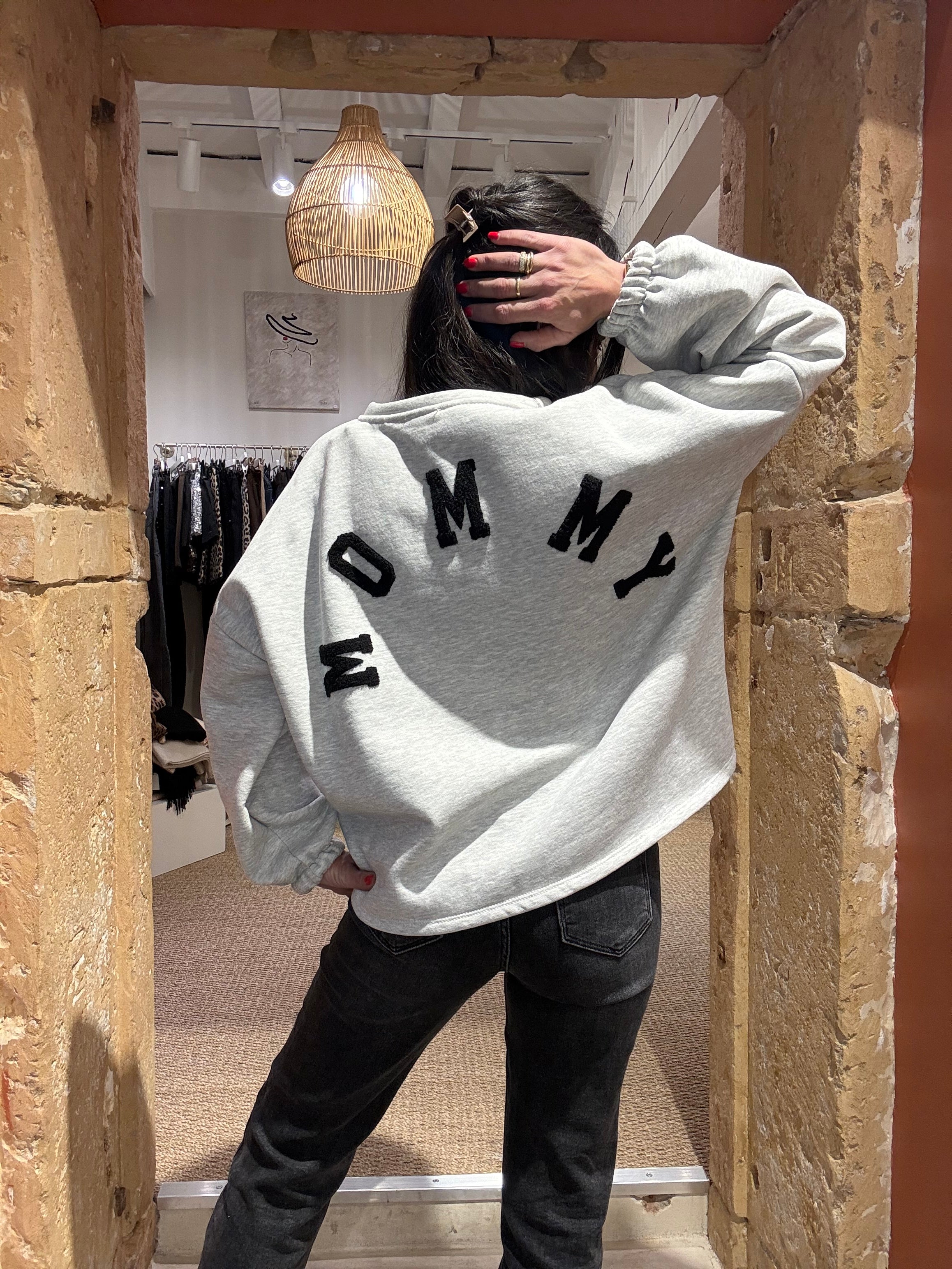SWEAT MOMMY GRIS CHINÉ