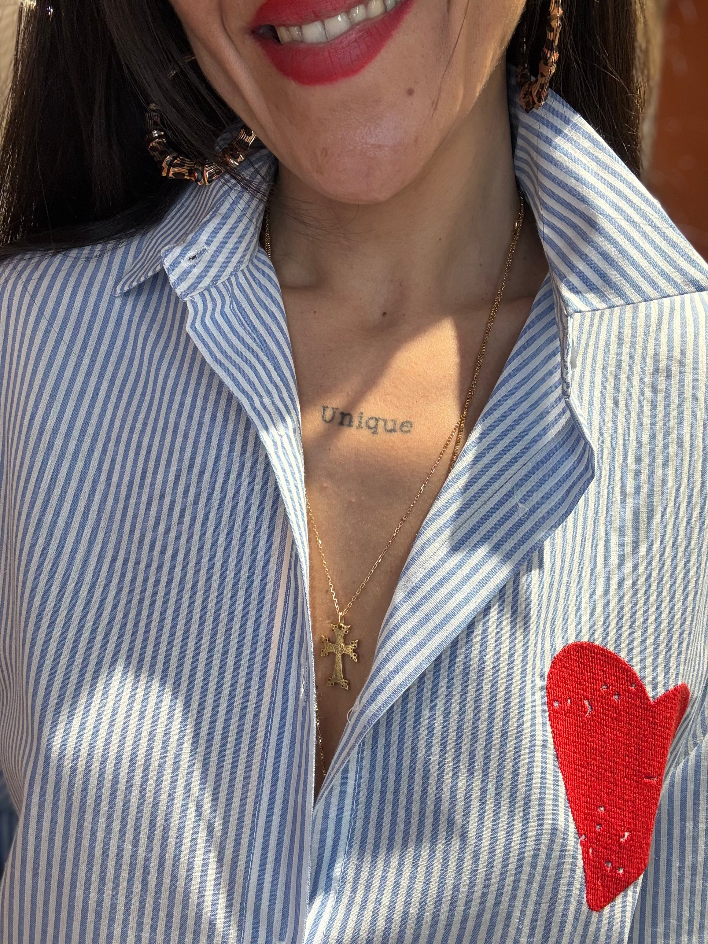 CHEMISE A RAYURES COEUR ET ECRITURES