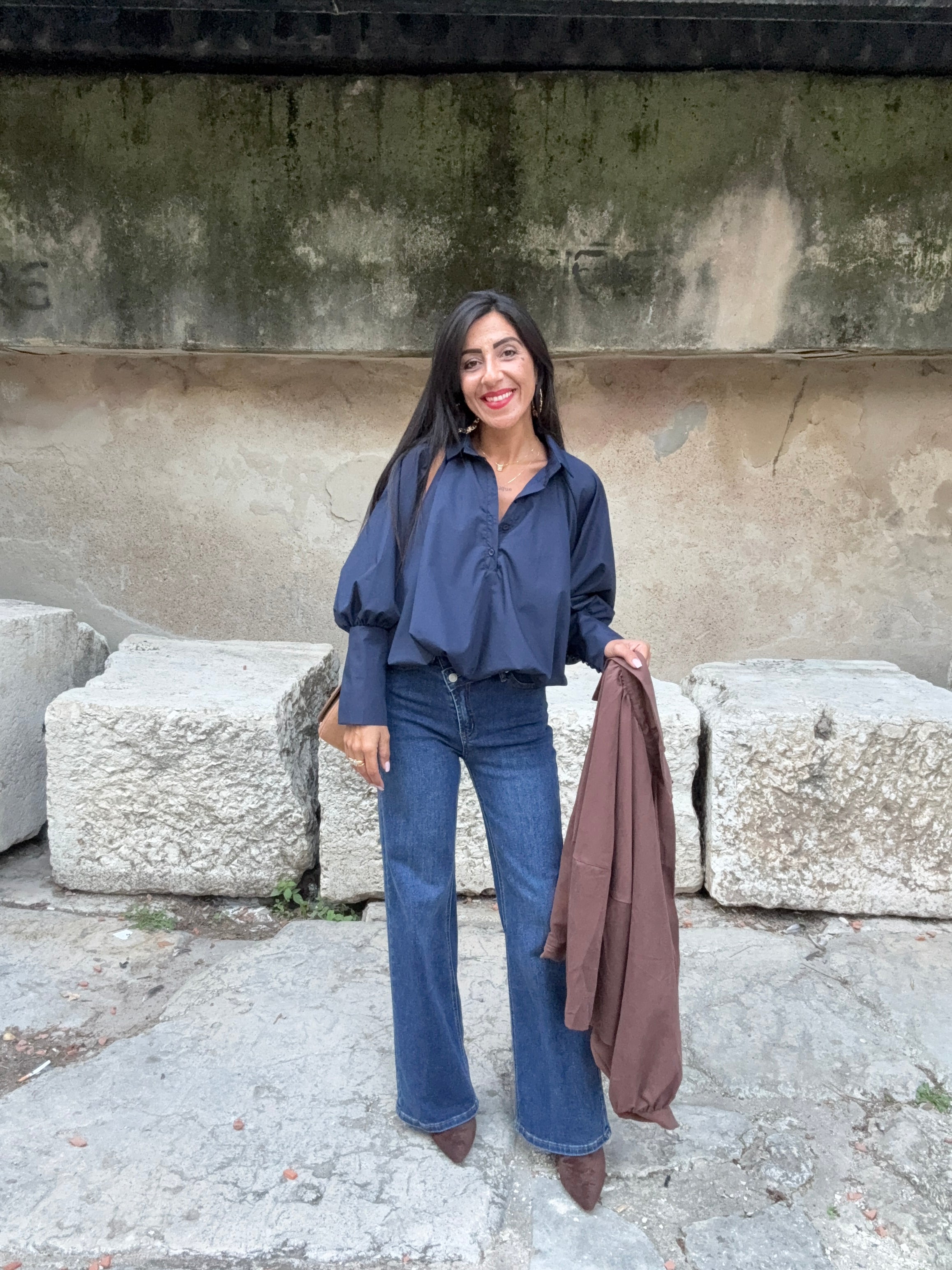 Blouse manches bouffantes - Bleu
