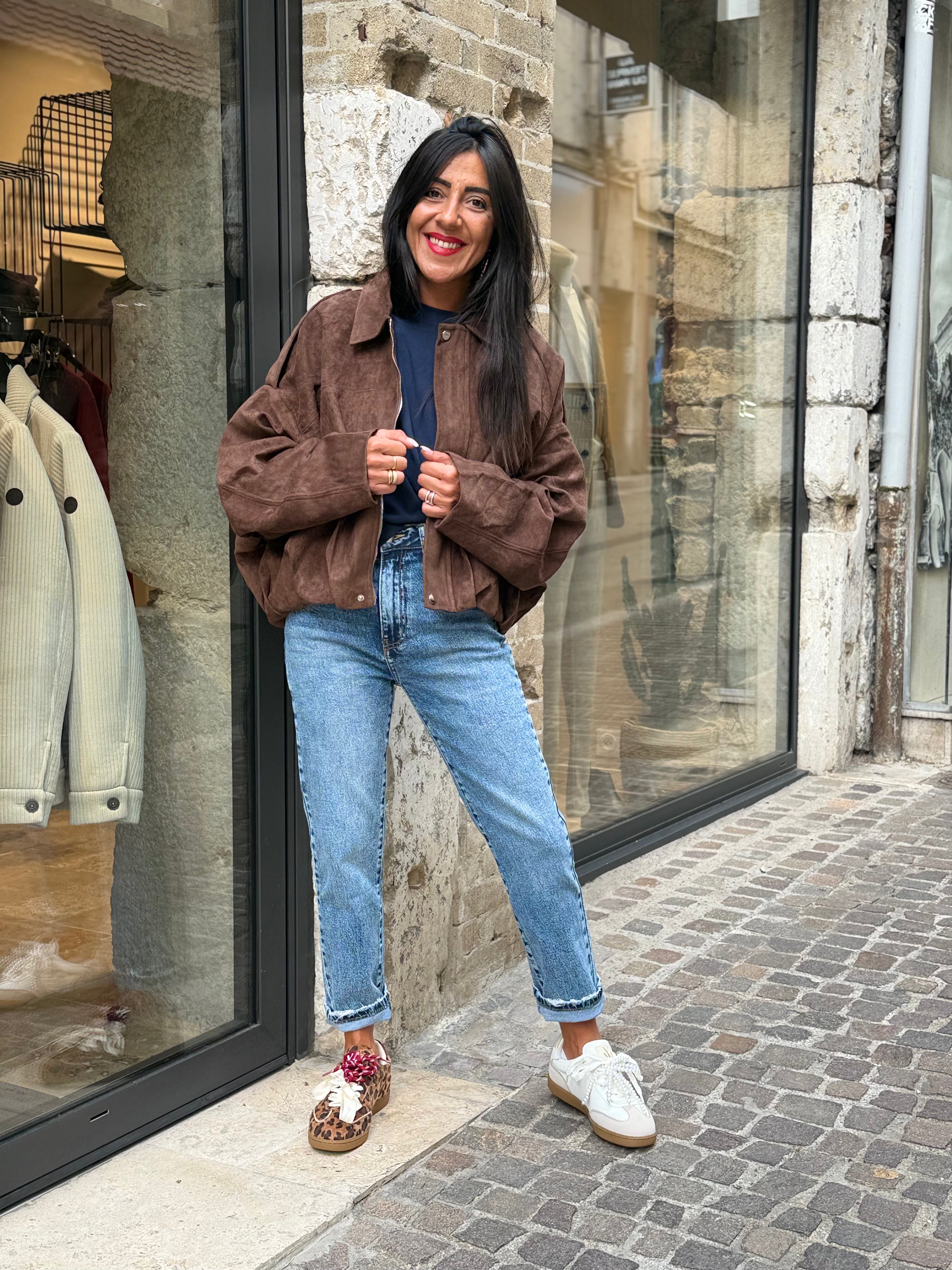 Veste Oversize Suédine Choco