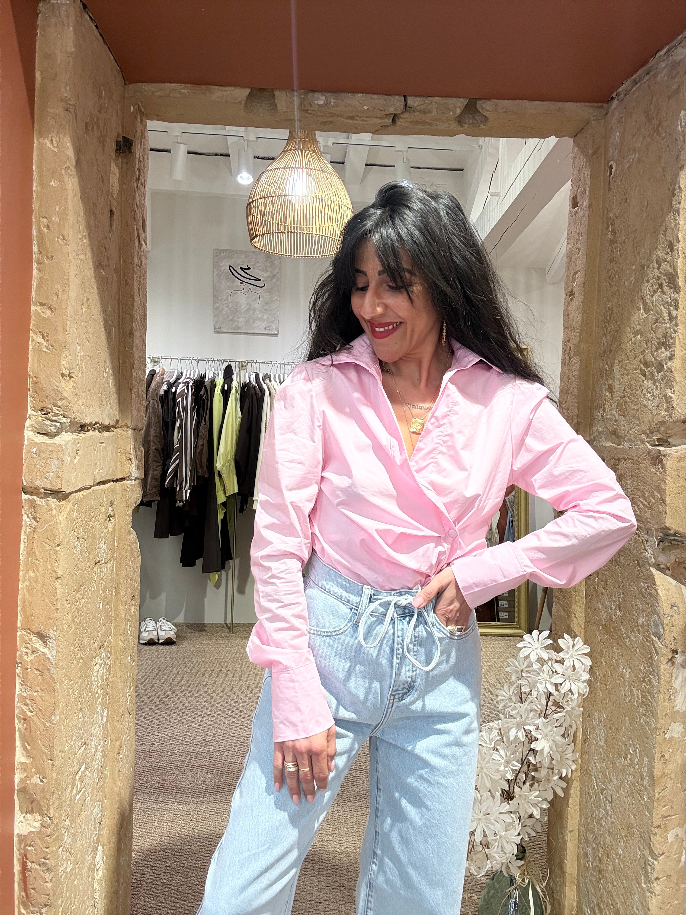 CHEMISE ROSE CACHE COEUR
