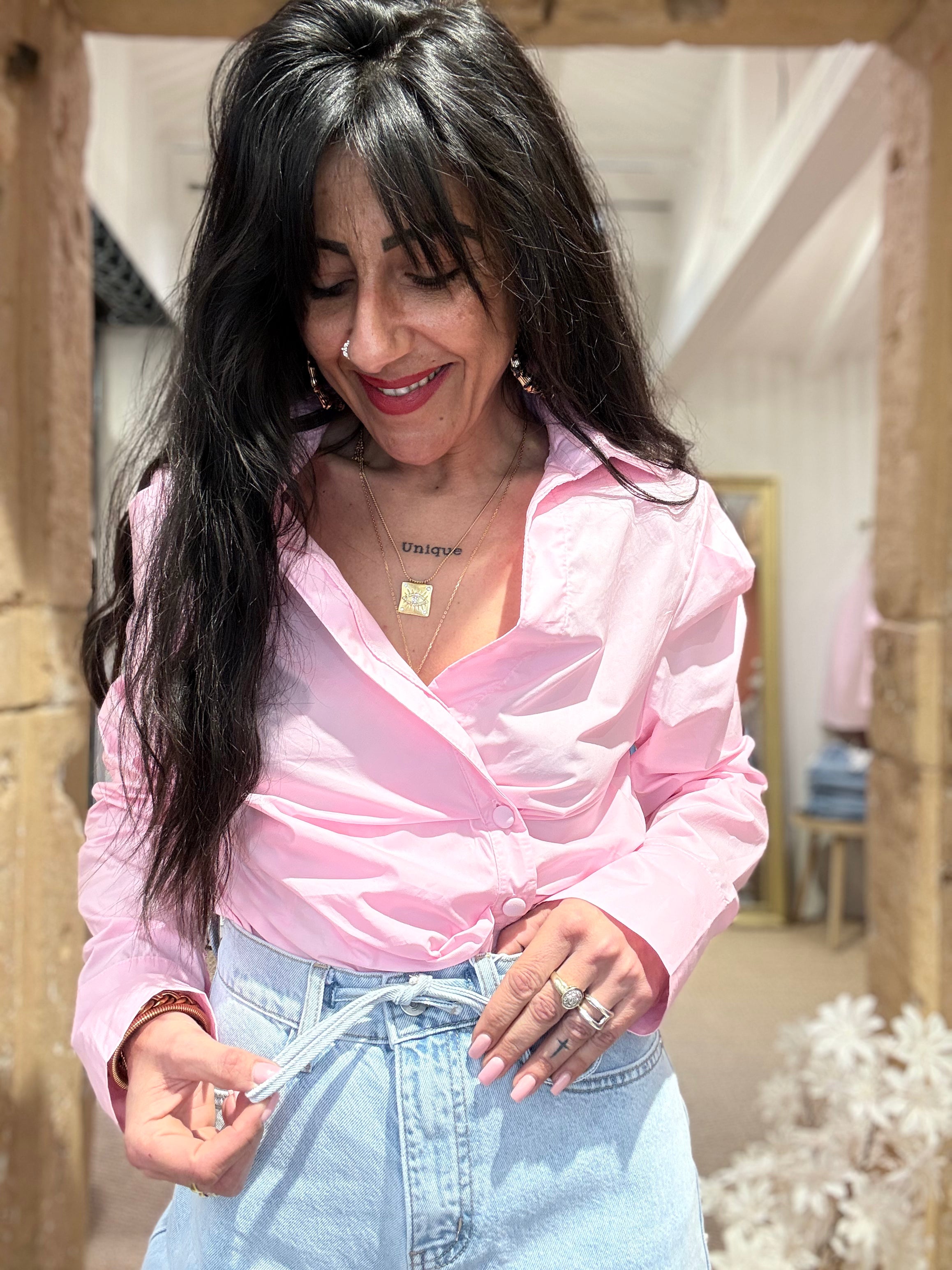 CHEMISE ROSE CACHE COEUR