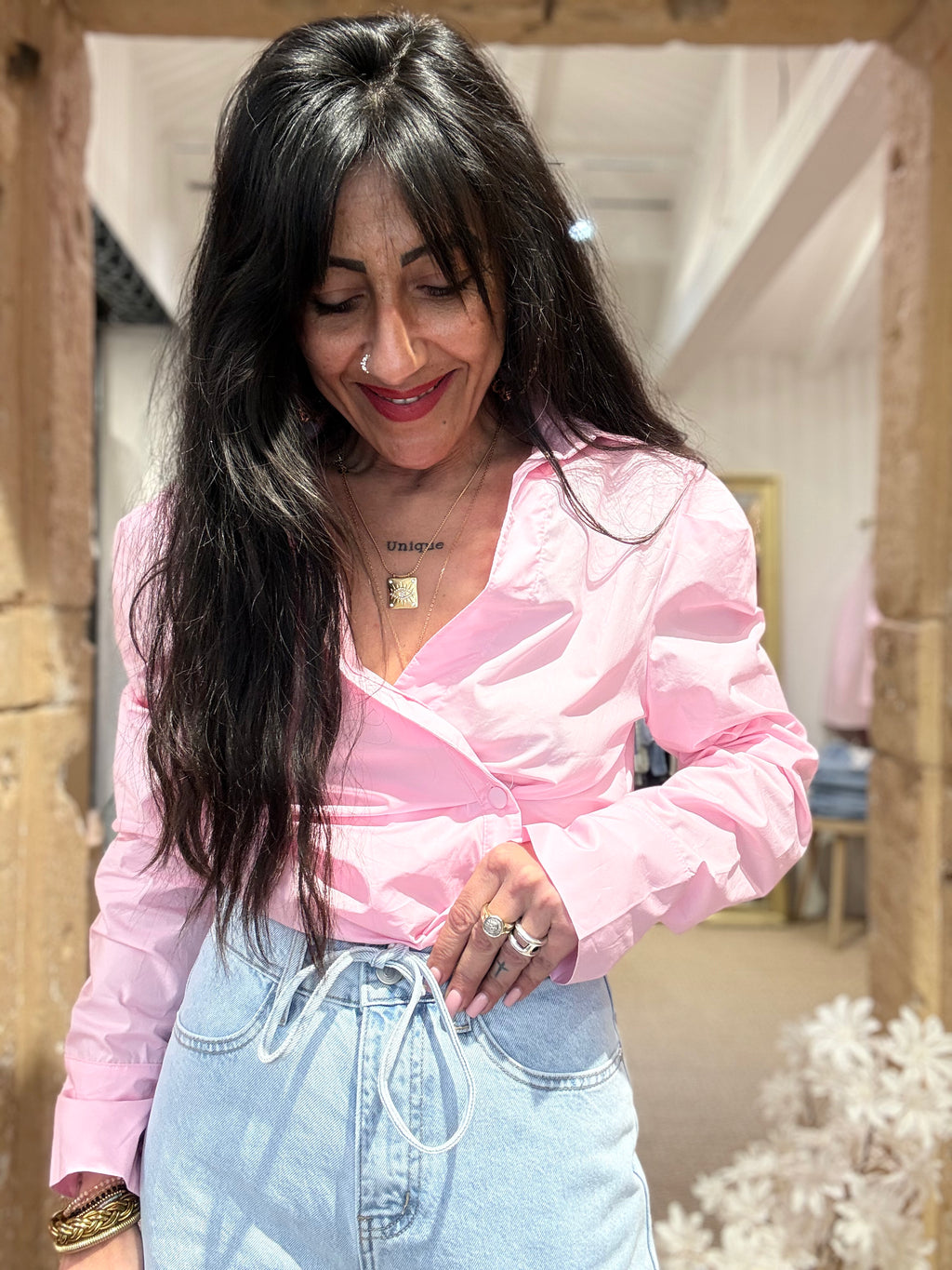 CHEMISE ROSE CACHE COEUR