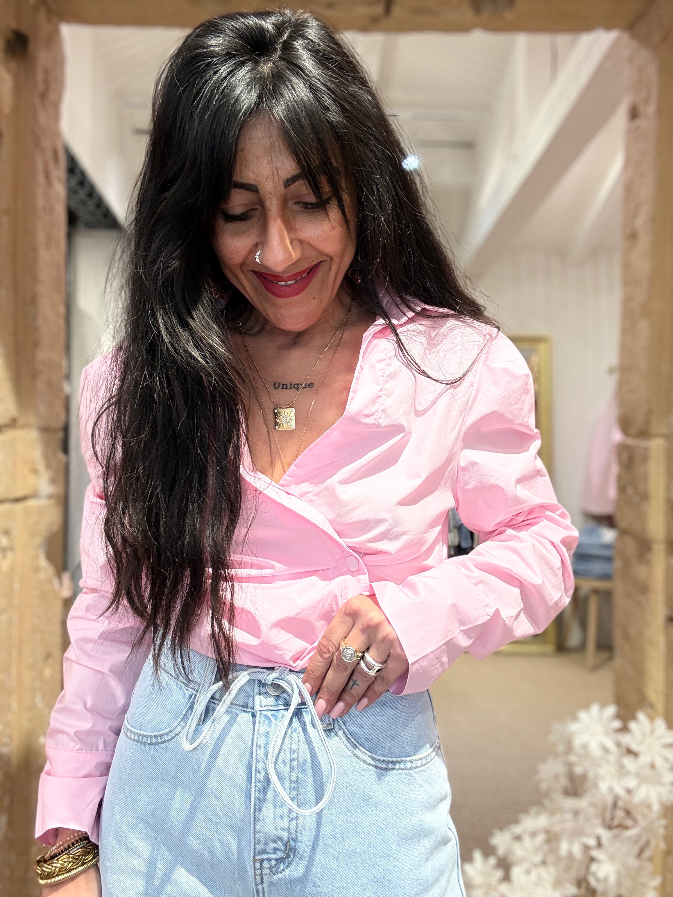 CHEMISE ROSE CACHE COEUR