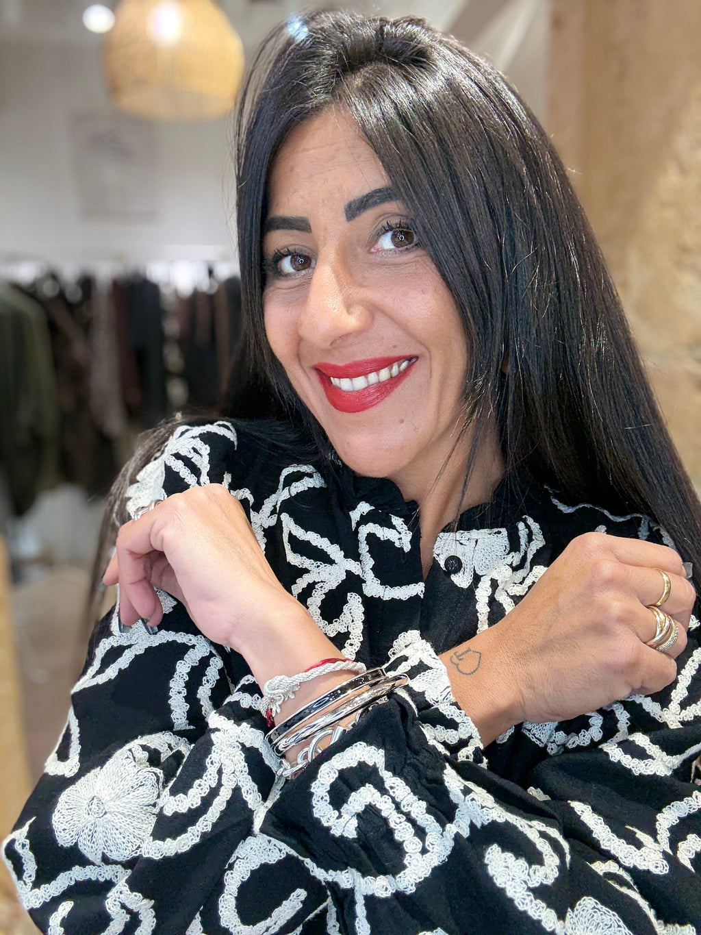 Chemise Noire Broderie