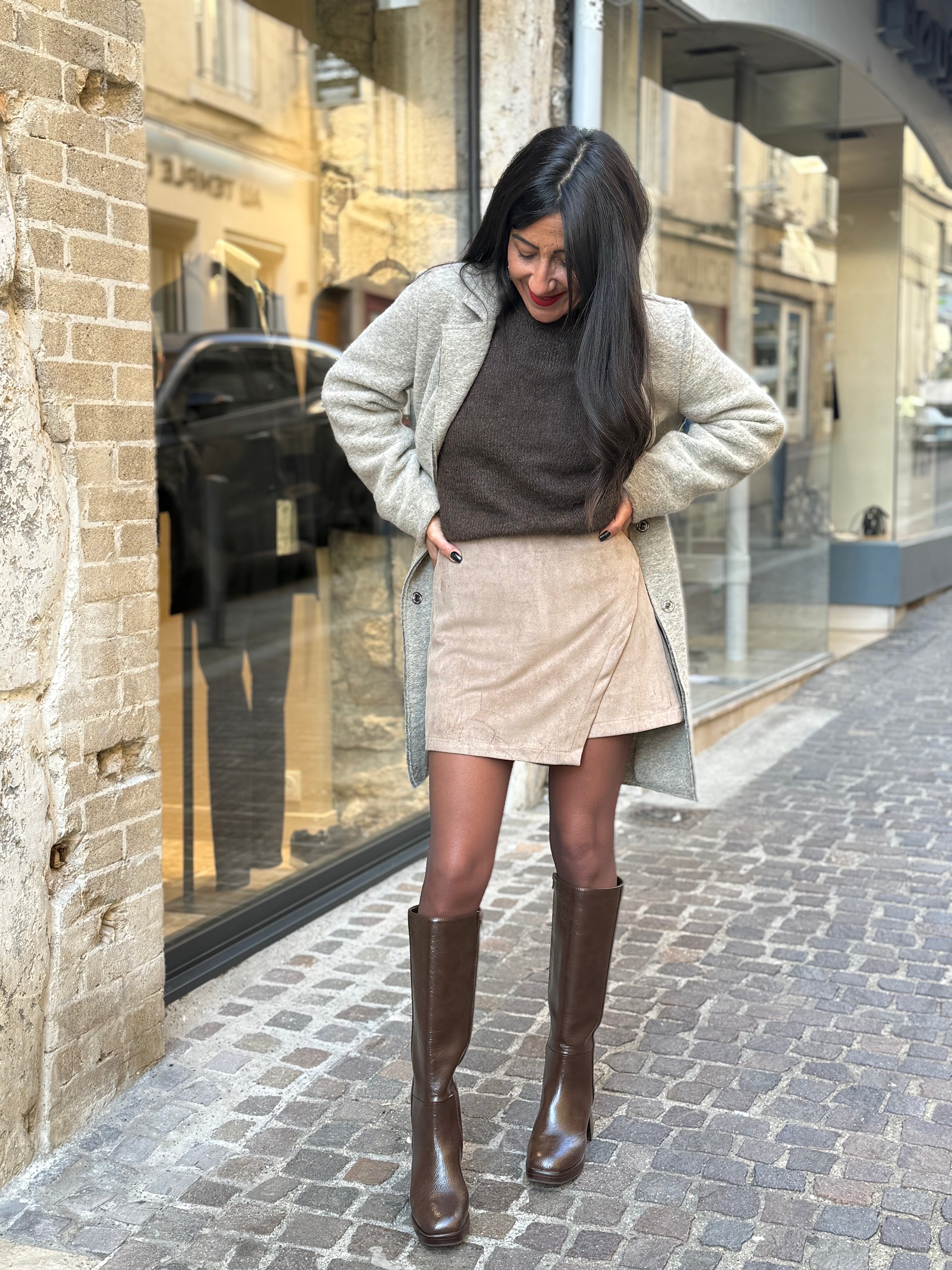 Jupe Short Daim - Beige