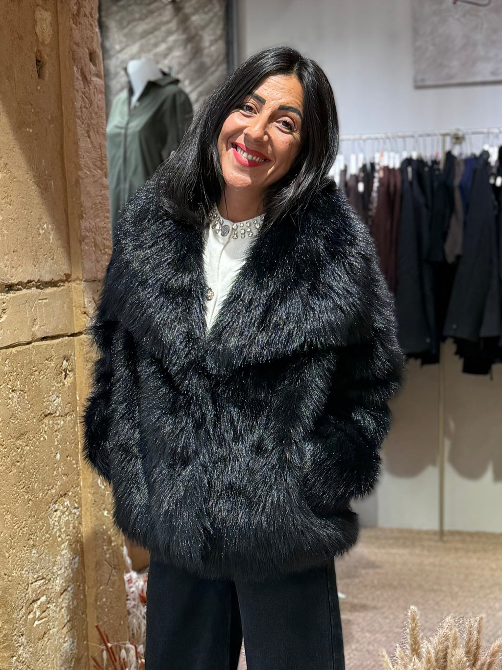 Manteau Fourrure Noire