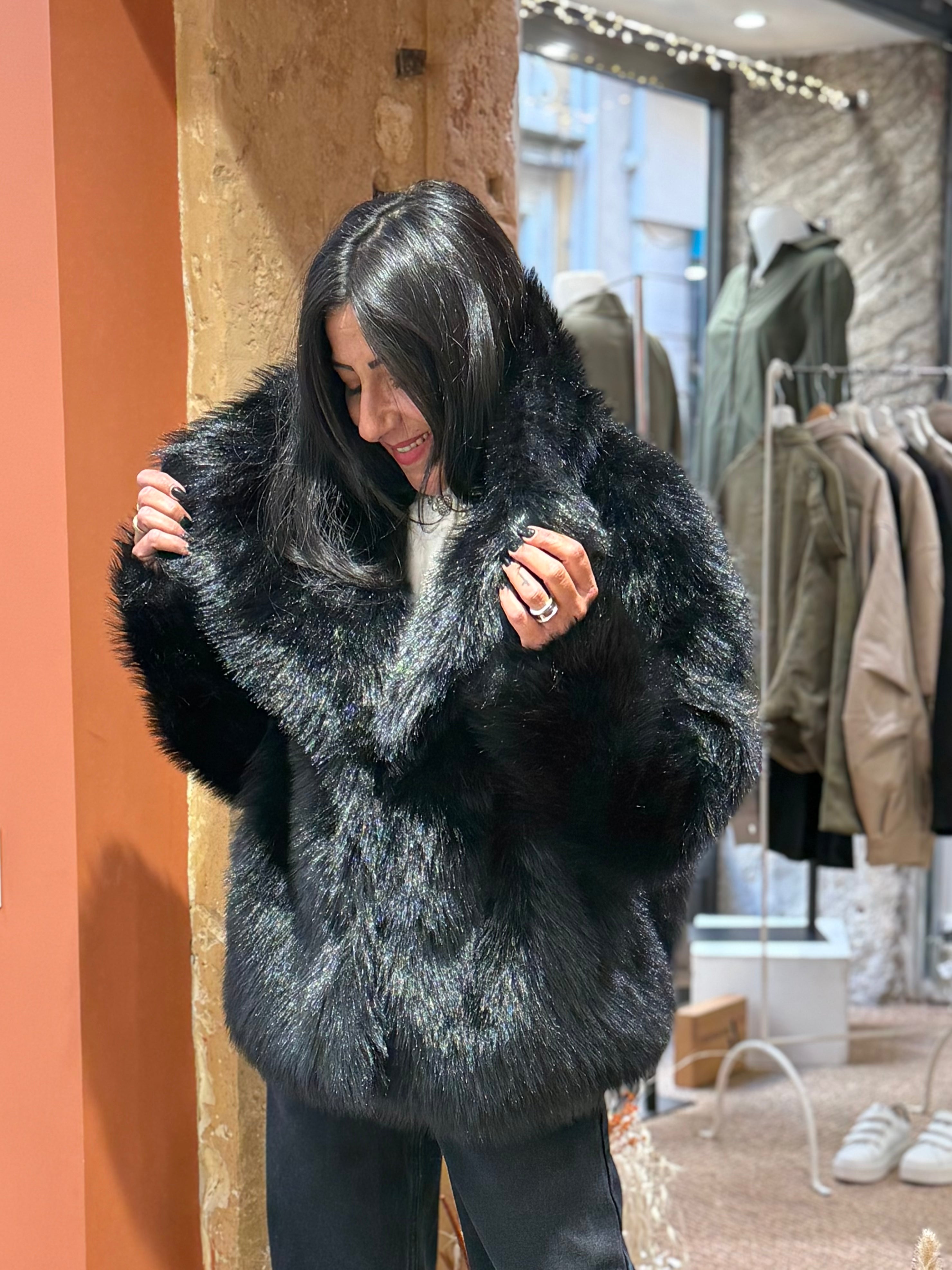 Manteau Fourrure Noire