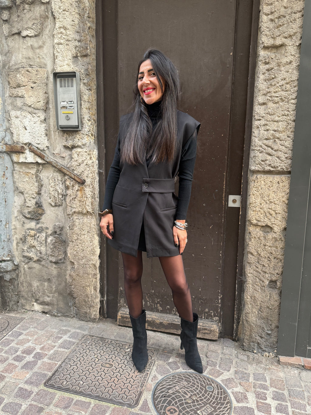 Blazer Noir Cintré Sans Manches