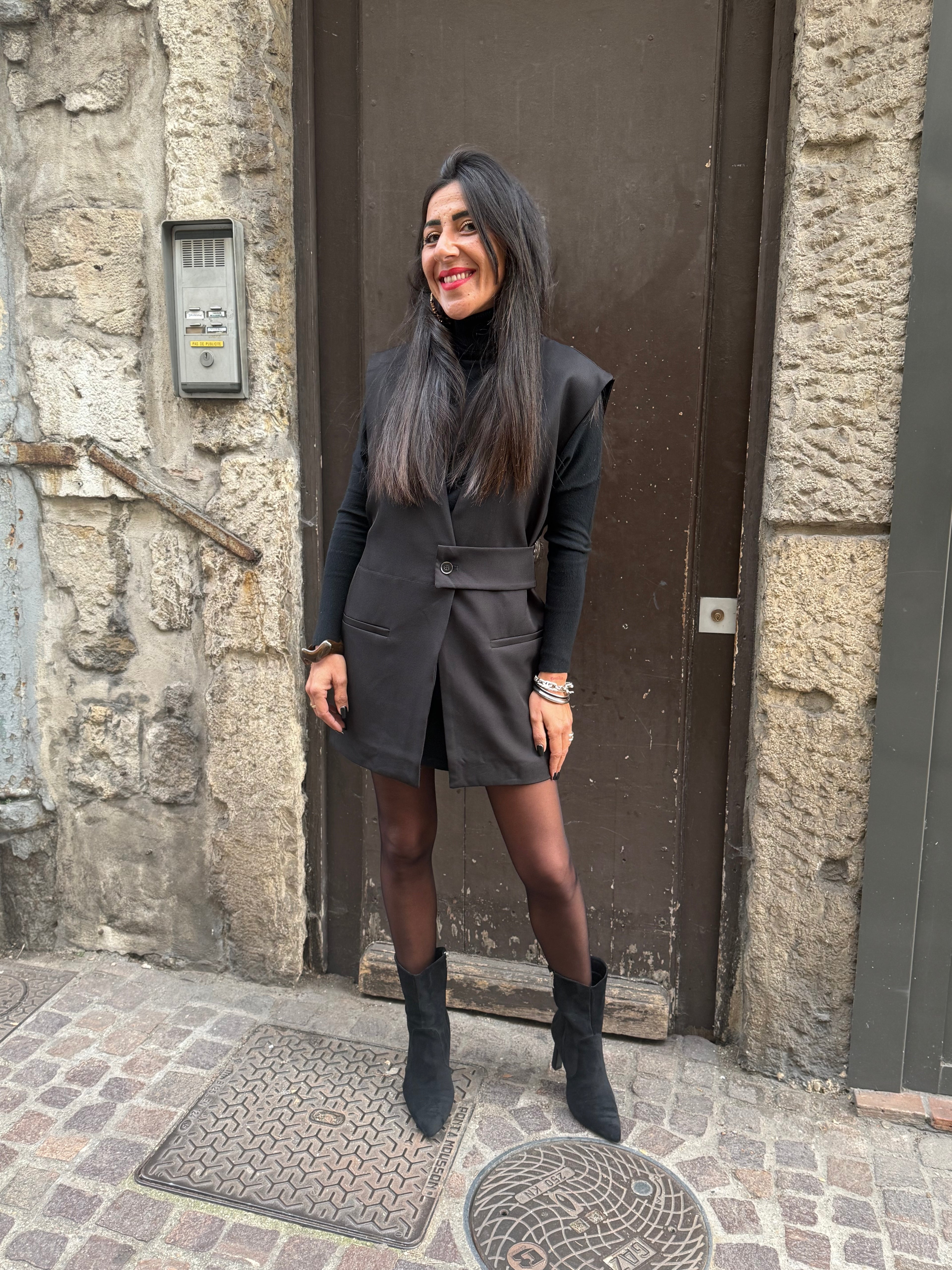 Blazer Noir Cintré Sans Manches