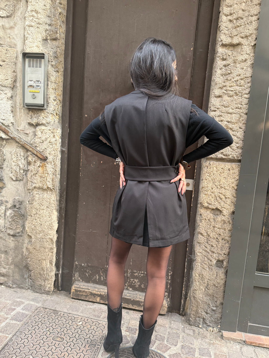 Blazer Noir Cintré Sans Manches