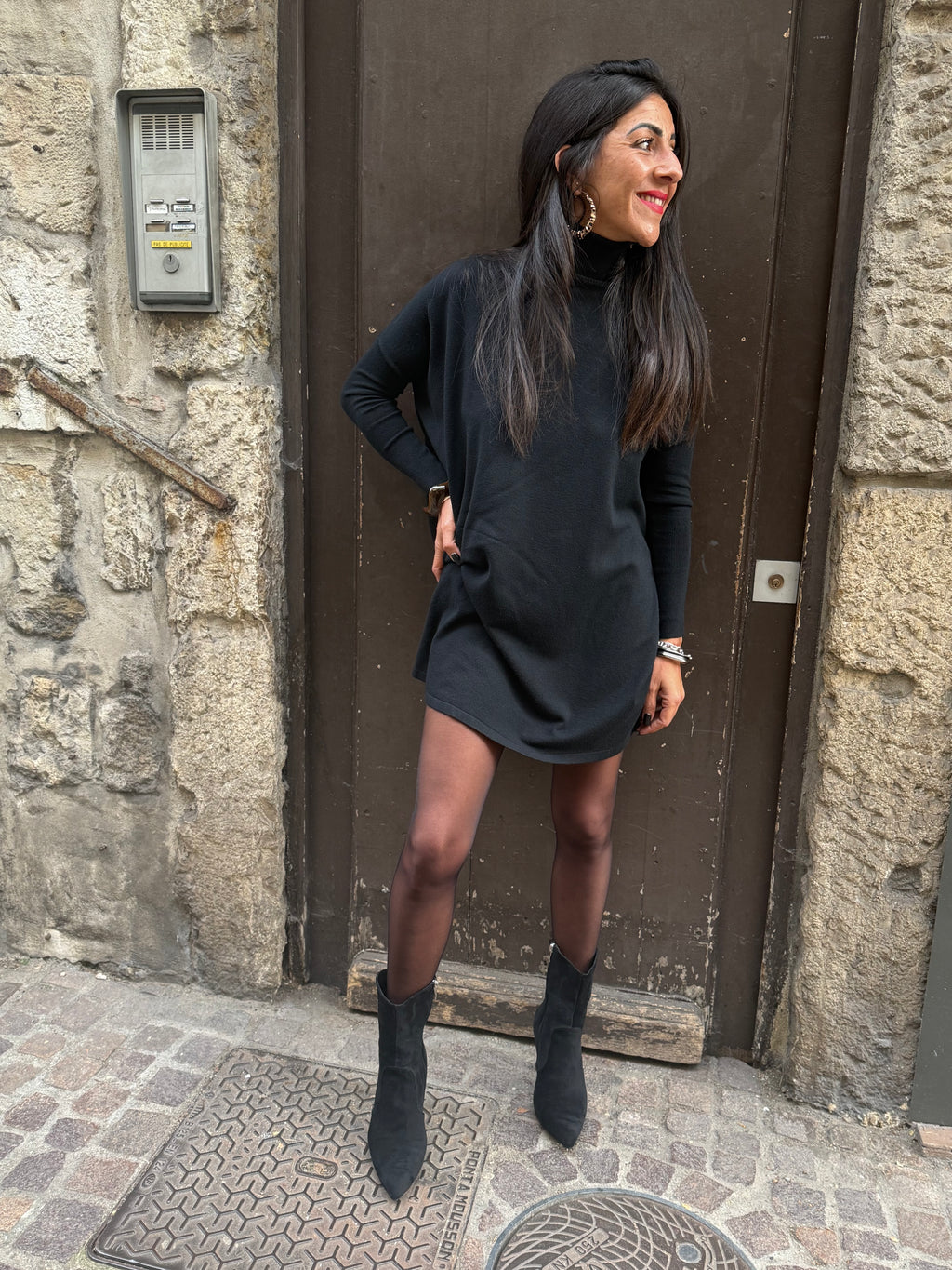 Robe Pull col roulé - Noire