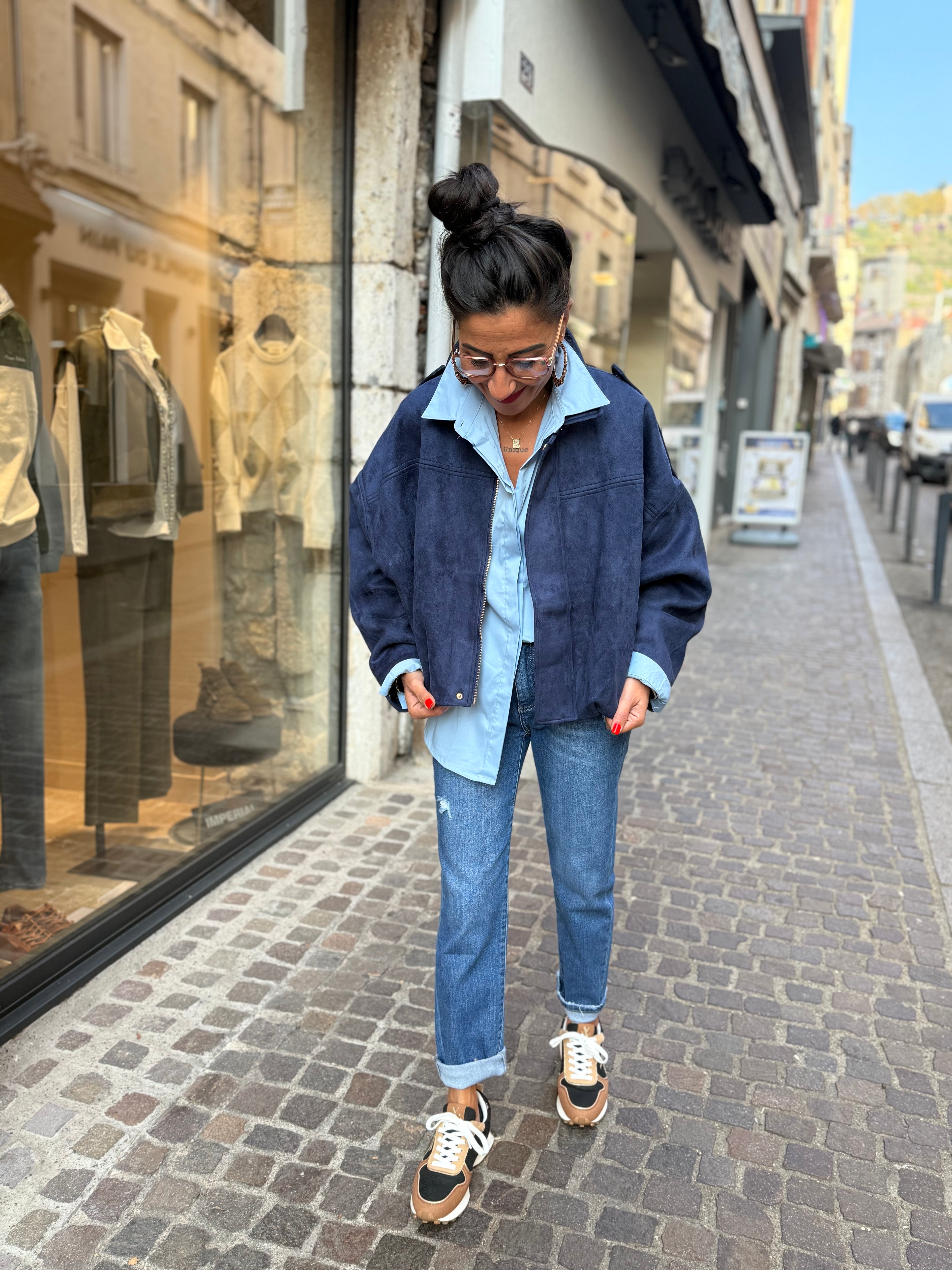 Veste Suédine - Bleu