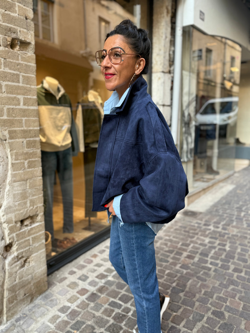 Veste Suédine - Bleu