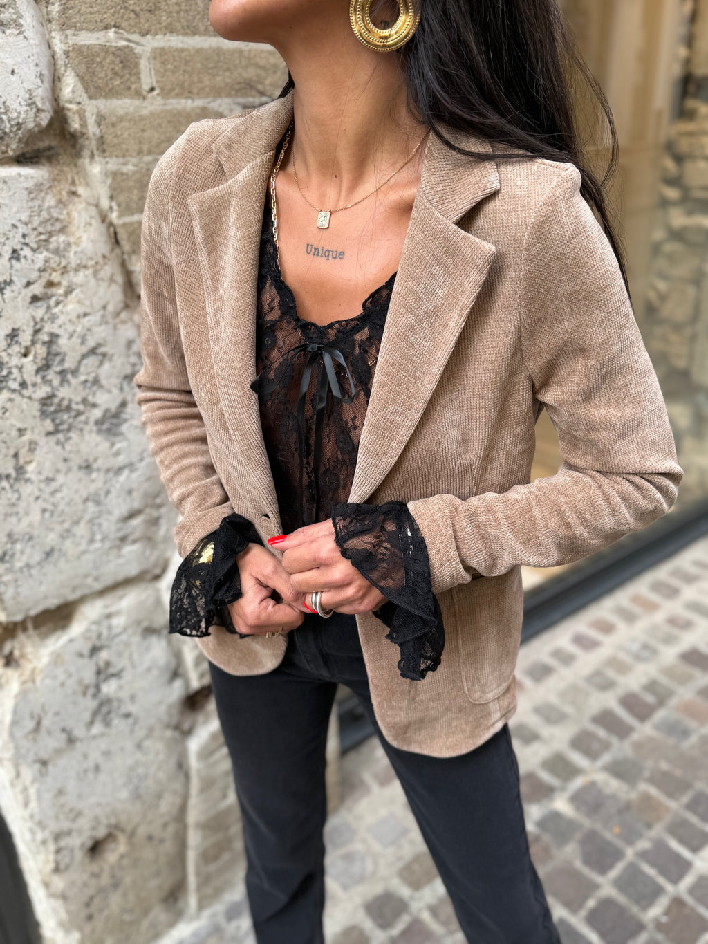 Top manches longues dentelle