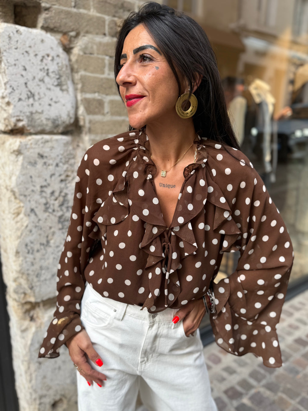 Chemisier volant pois