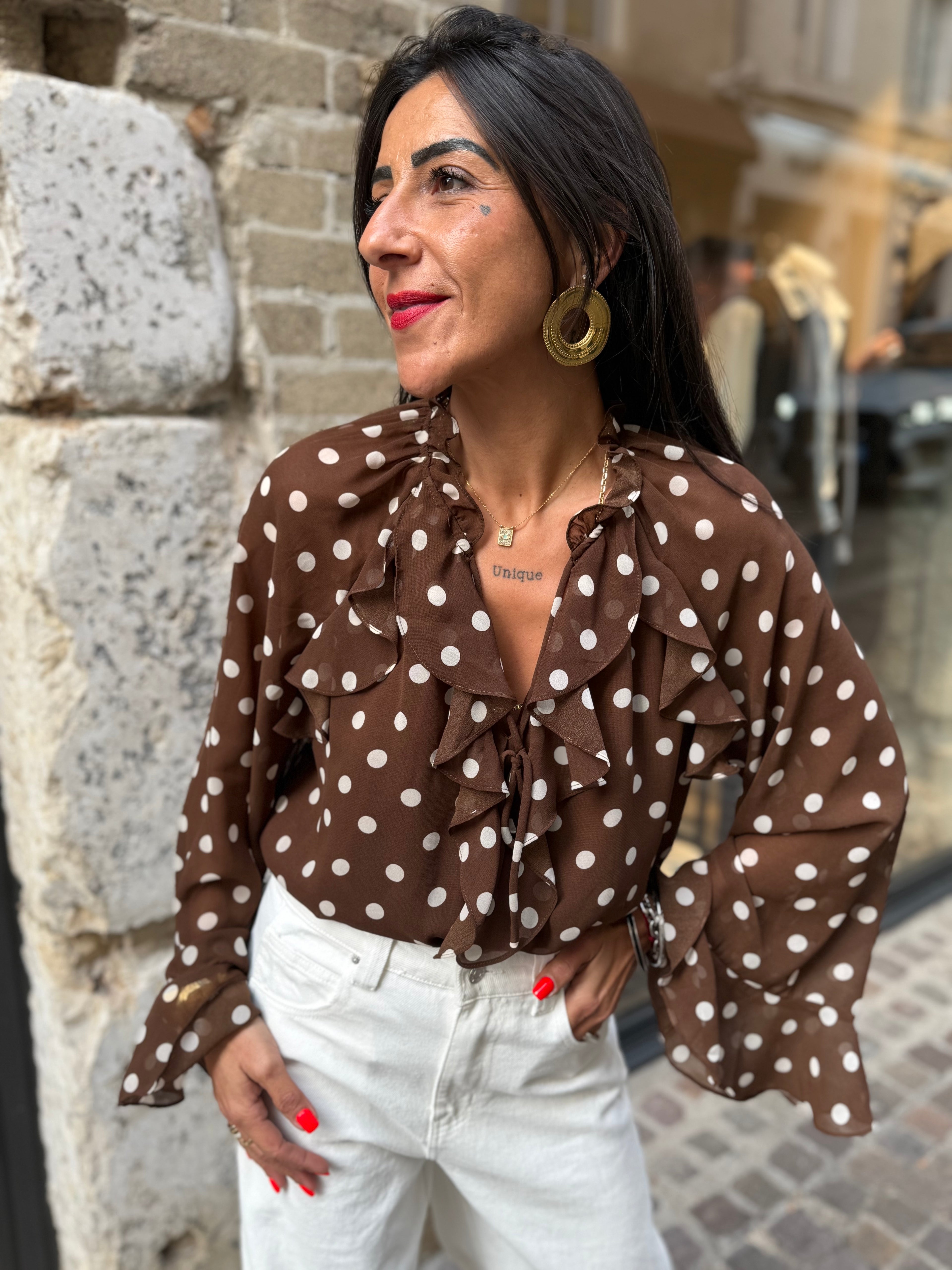 Chemisier volant pois