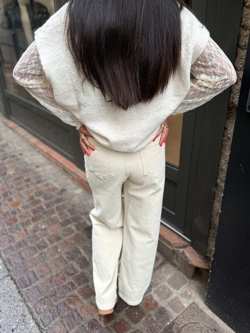 Pantalon Droit Côtelé - Beige