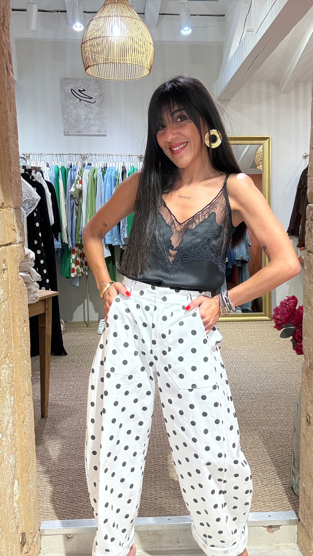 PANTALON COUPE BALLON A POIS