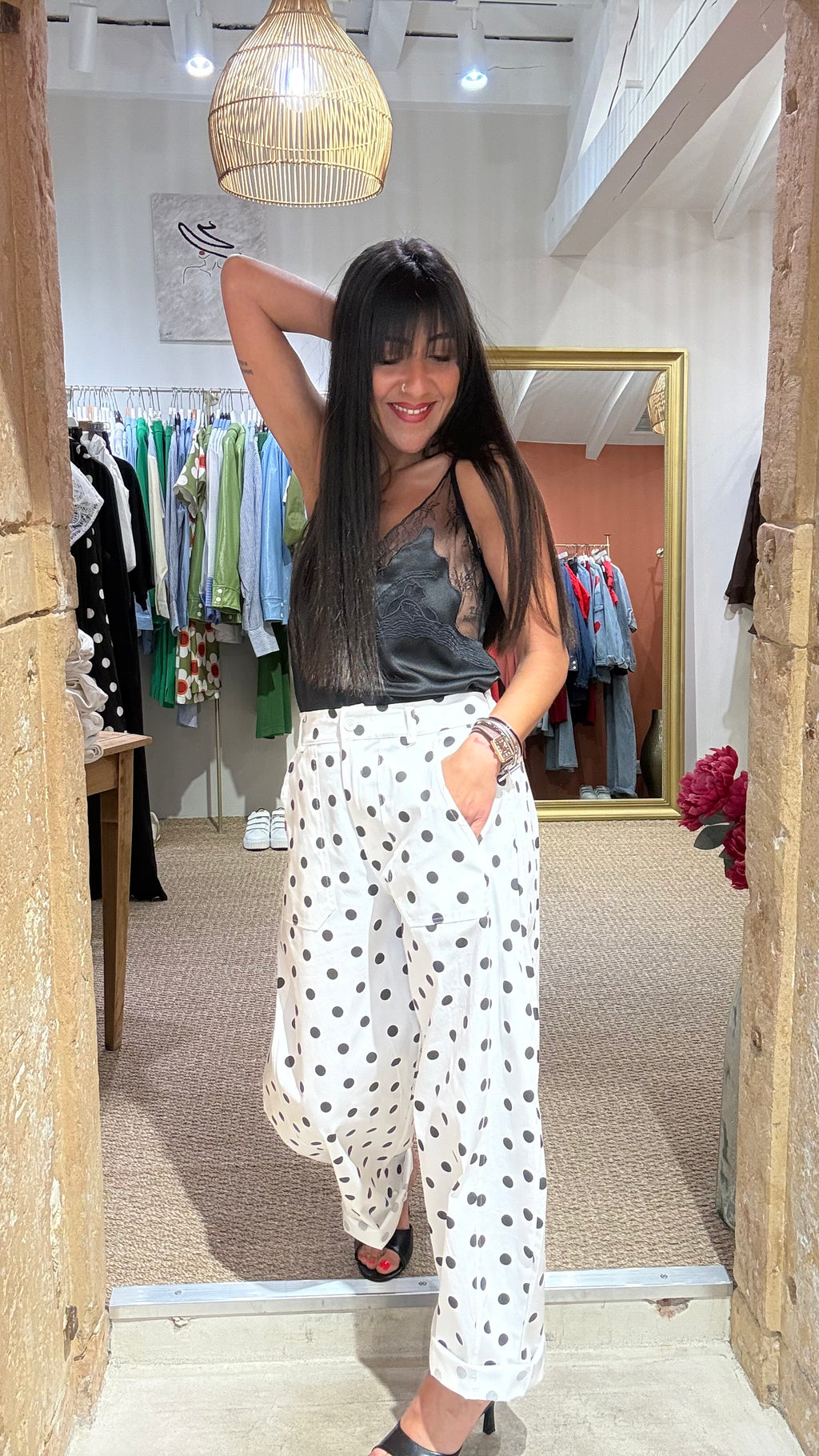 PANTALON COUPE BALLON A POIS