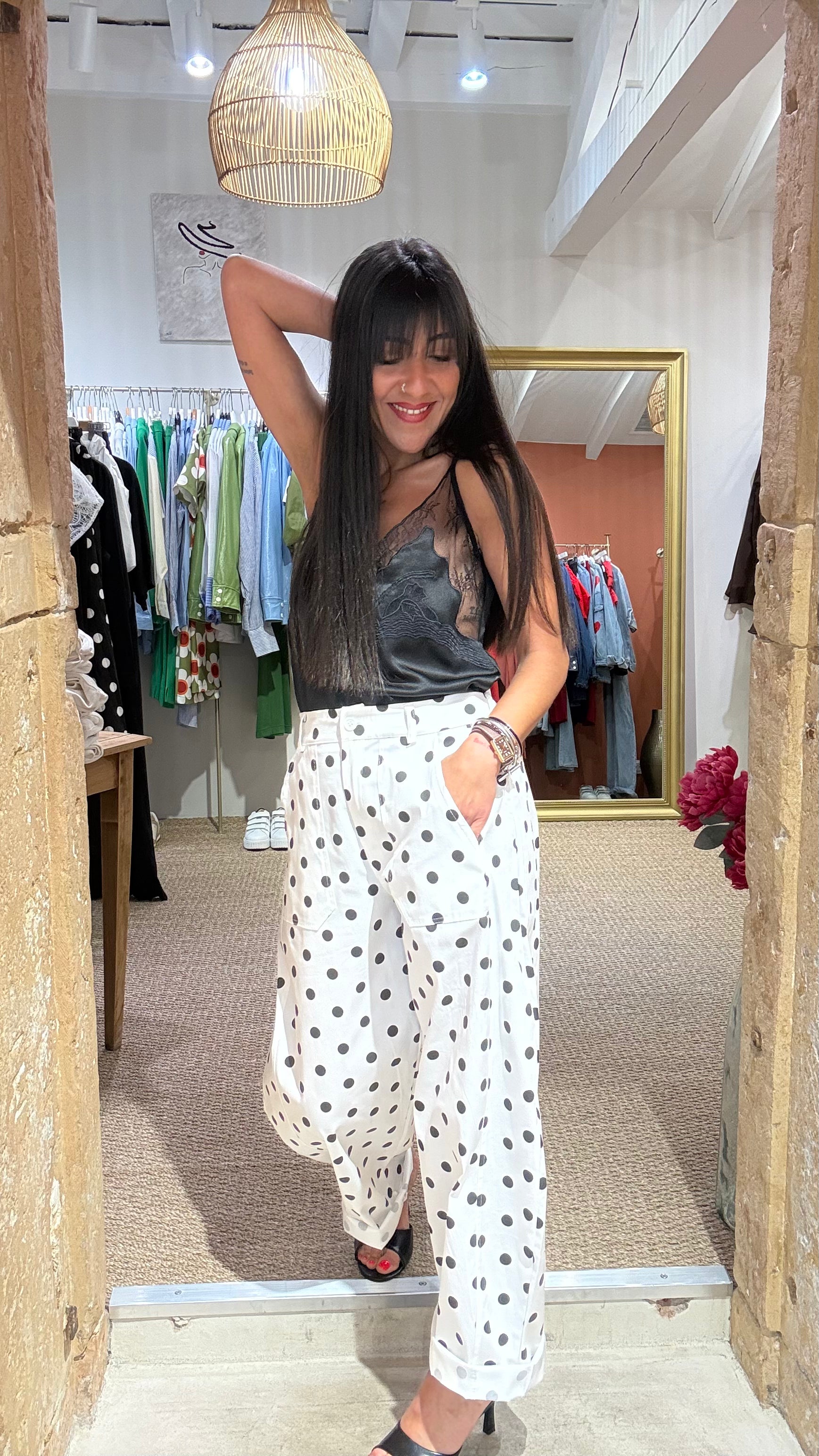 PANTALON COUPE BALLON A POIS