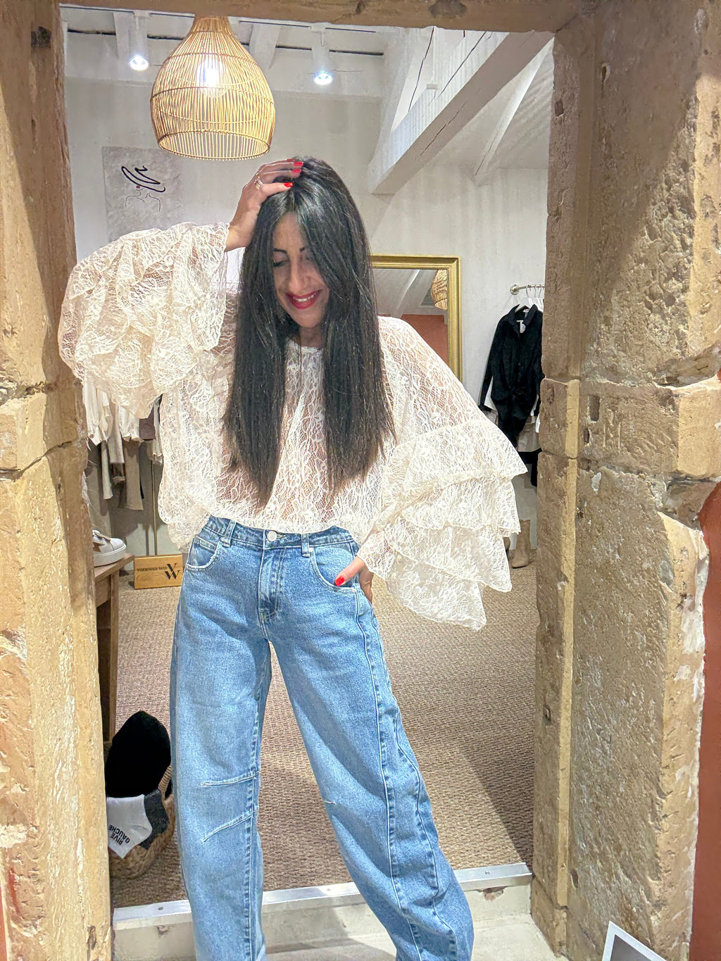 Chemisier Dentelle Beige - Culture