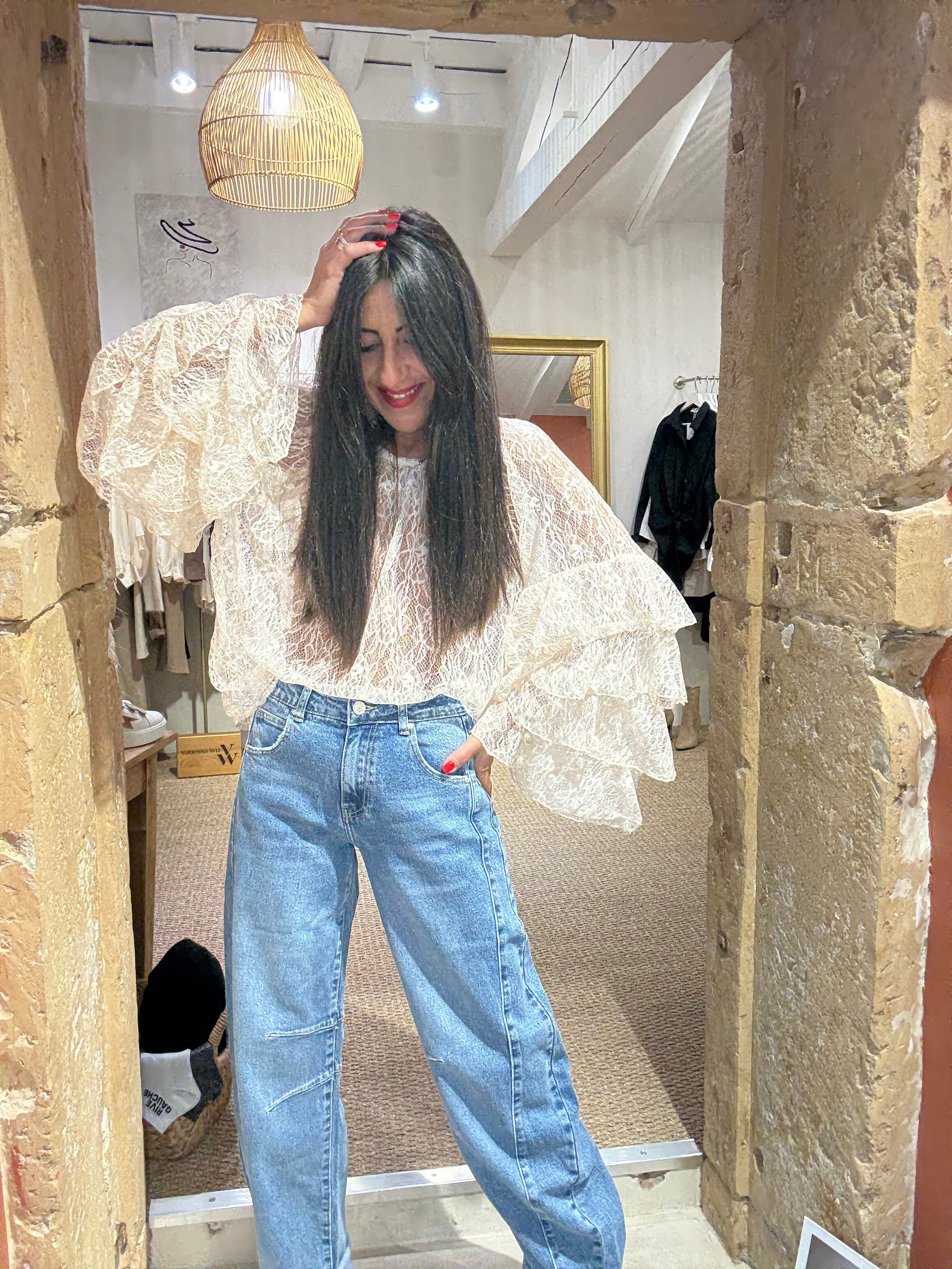 Chemisier Dentelle Beige - Culture