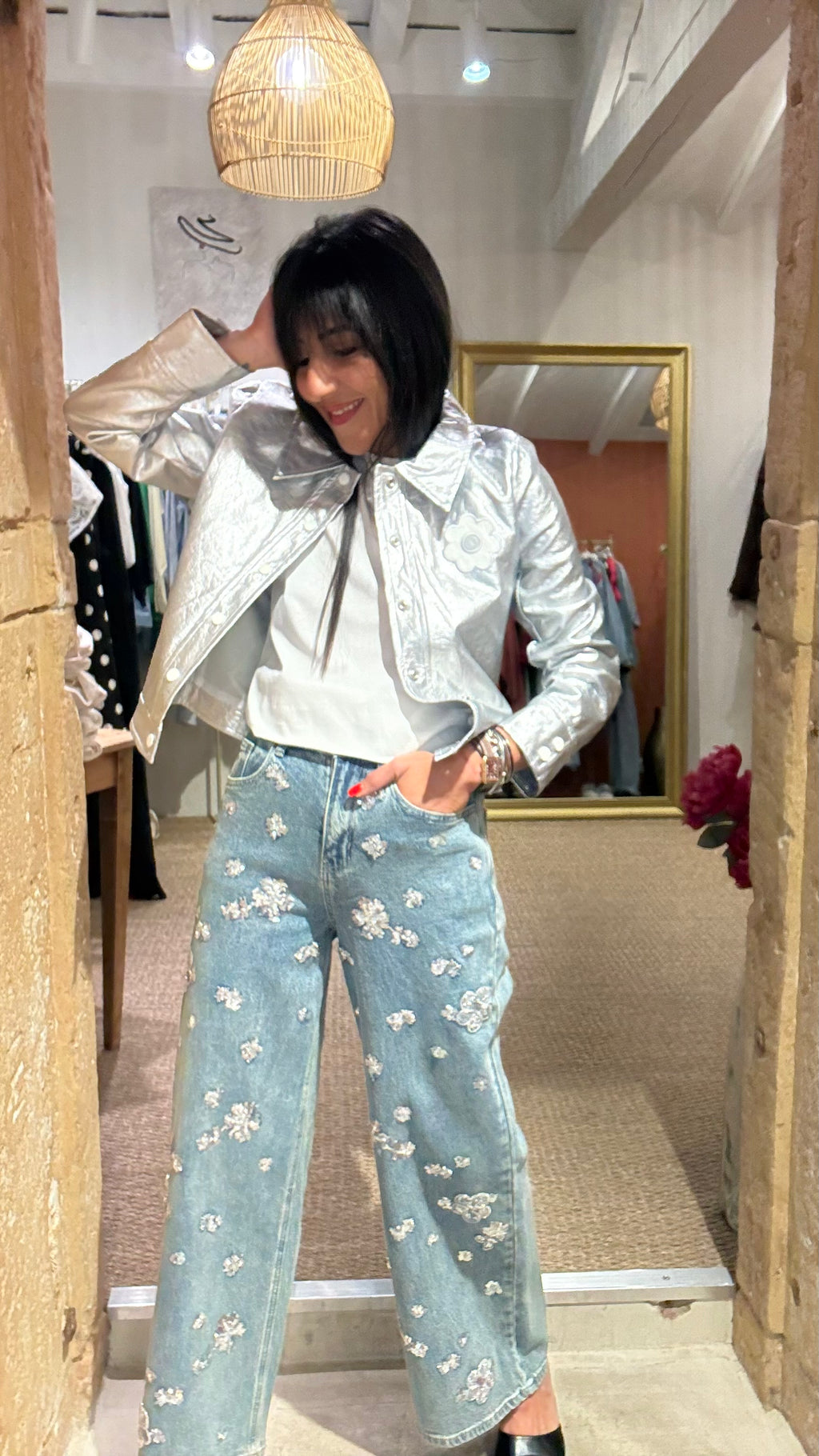 VESTE EN VINYL ARGENT