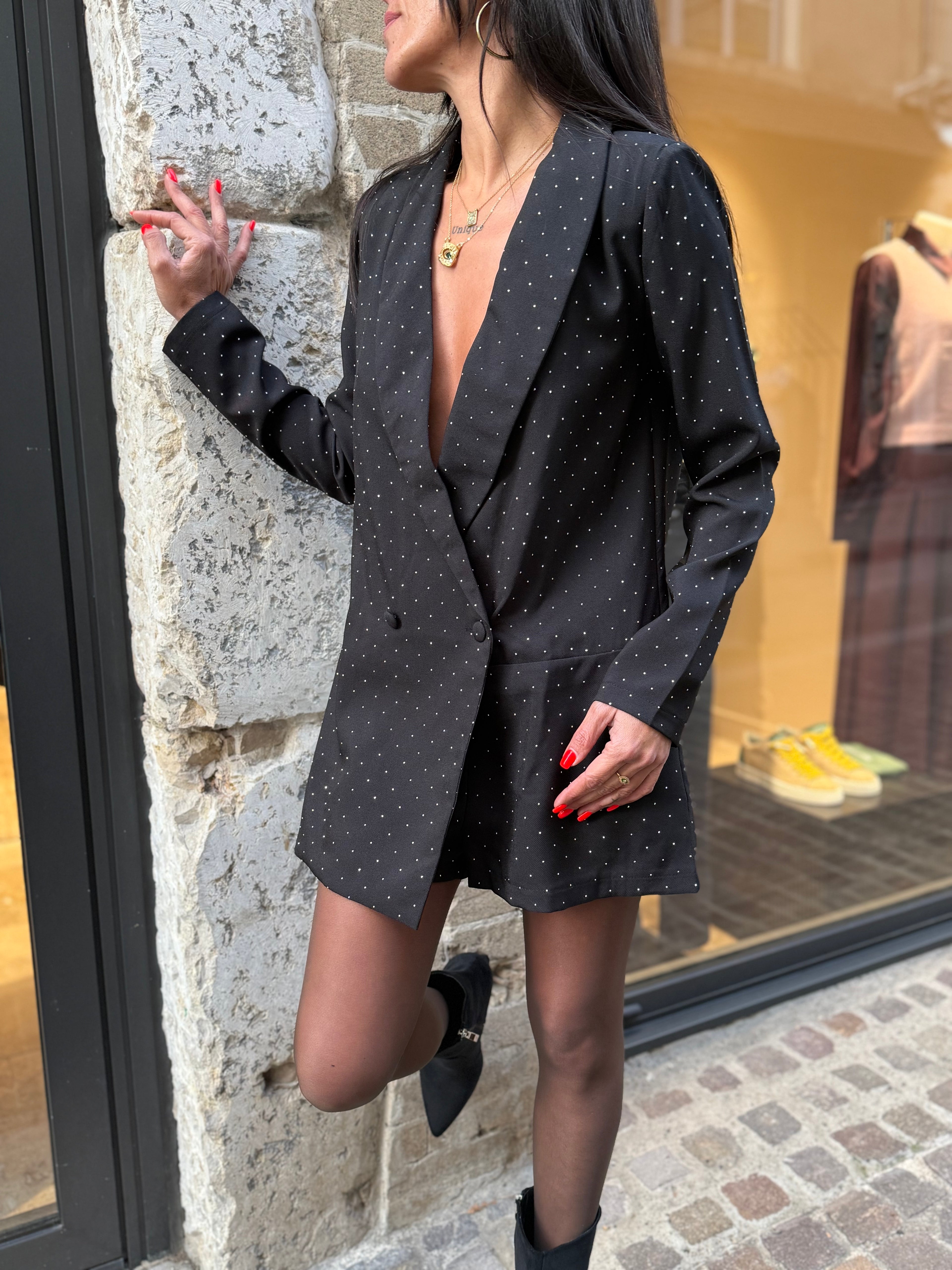 Combinaison Strass Noir
