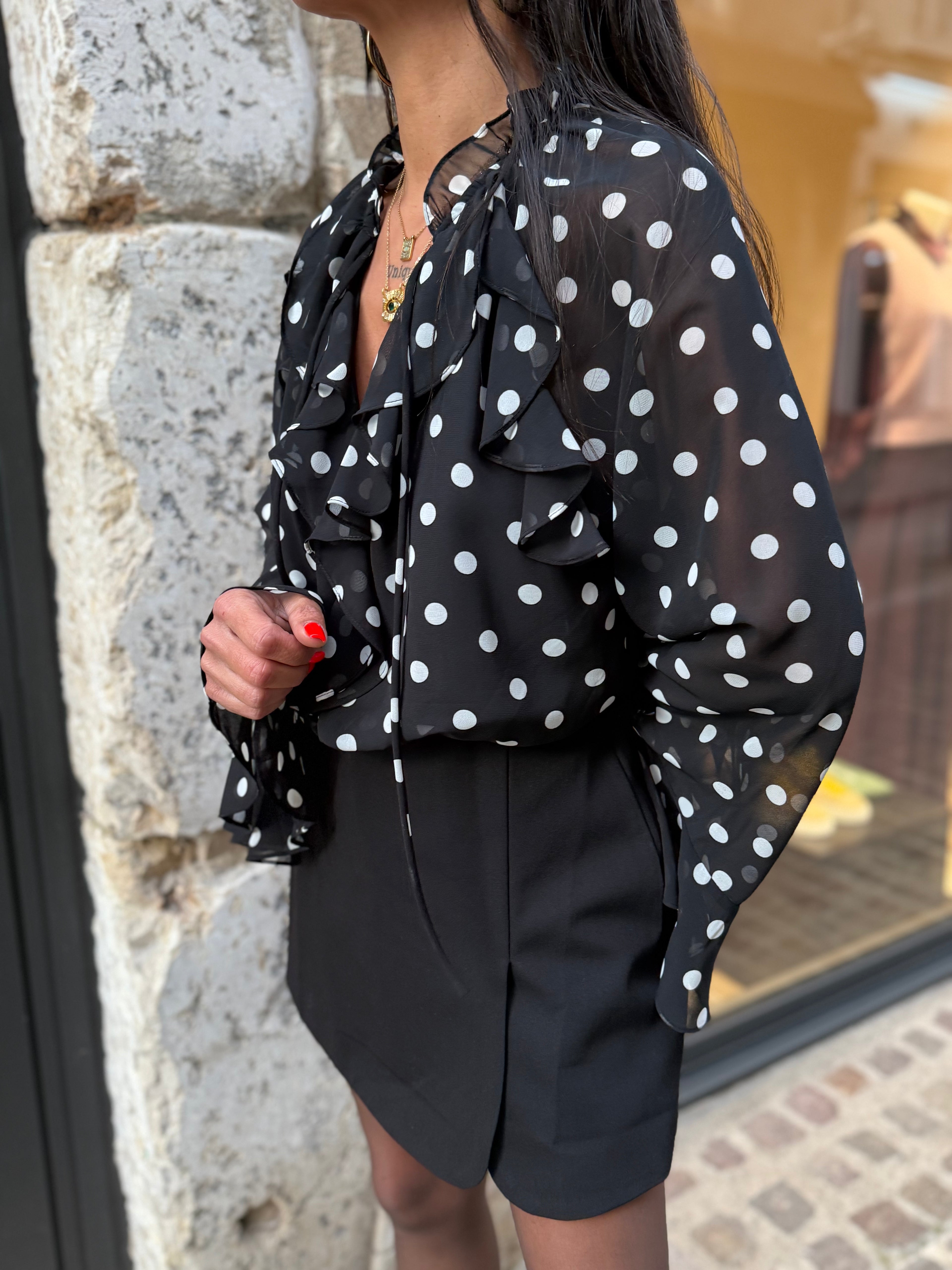 Chemisier volant pois