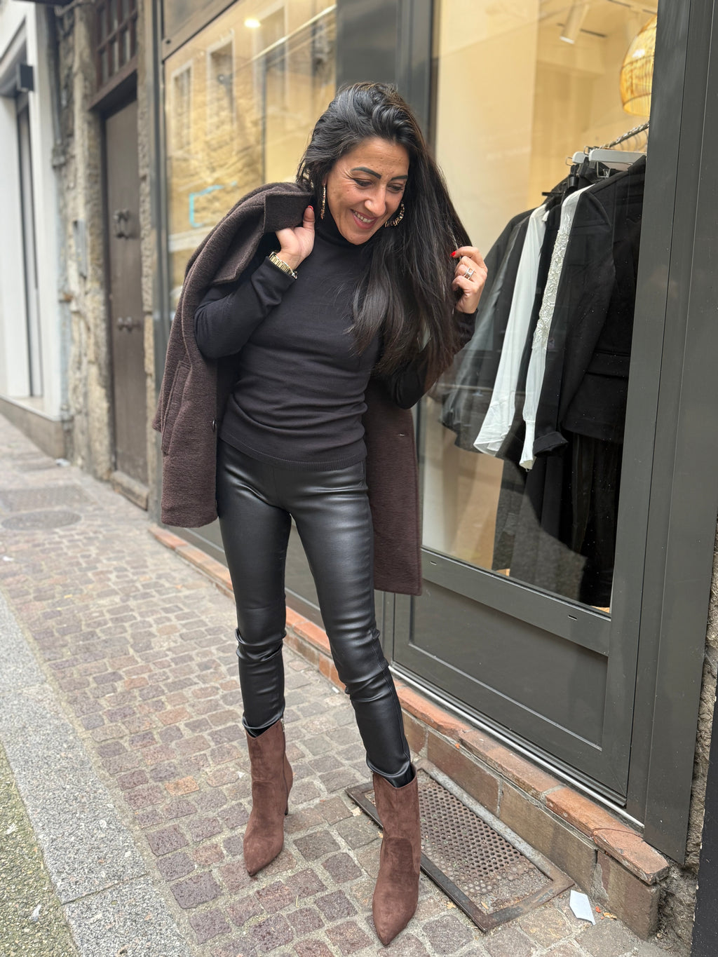 Legging Noir Effet Ciré - Culture