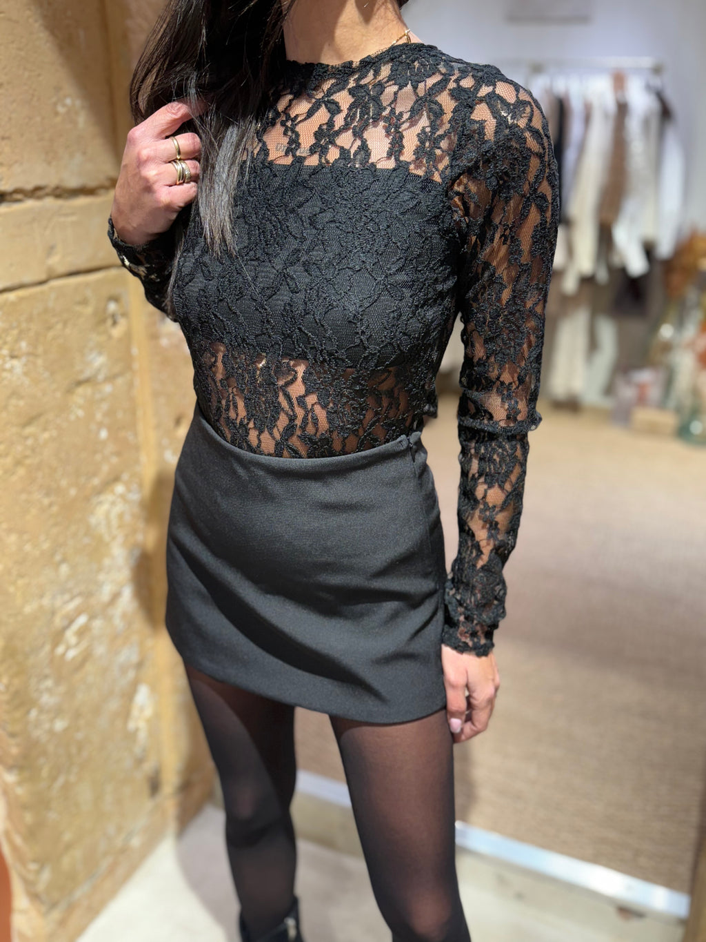 Body Dentelle Noir - Noeud Satin