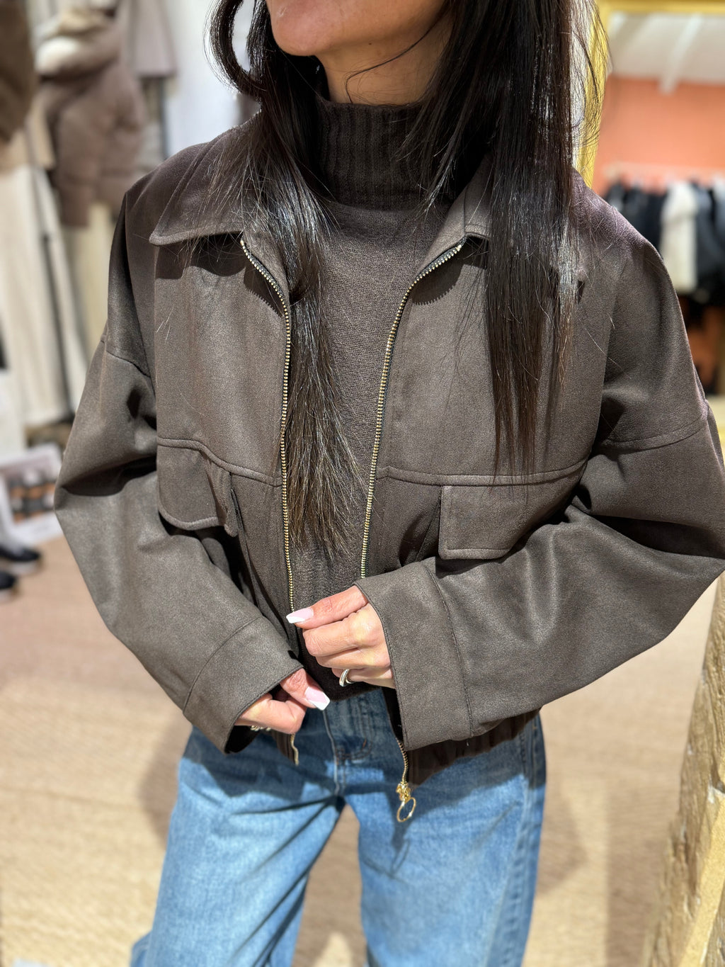 Veste Suedine - Noir ou Choco