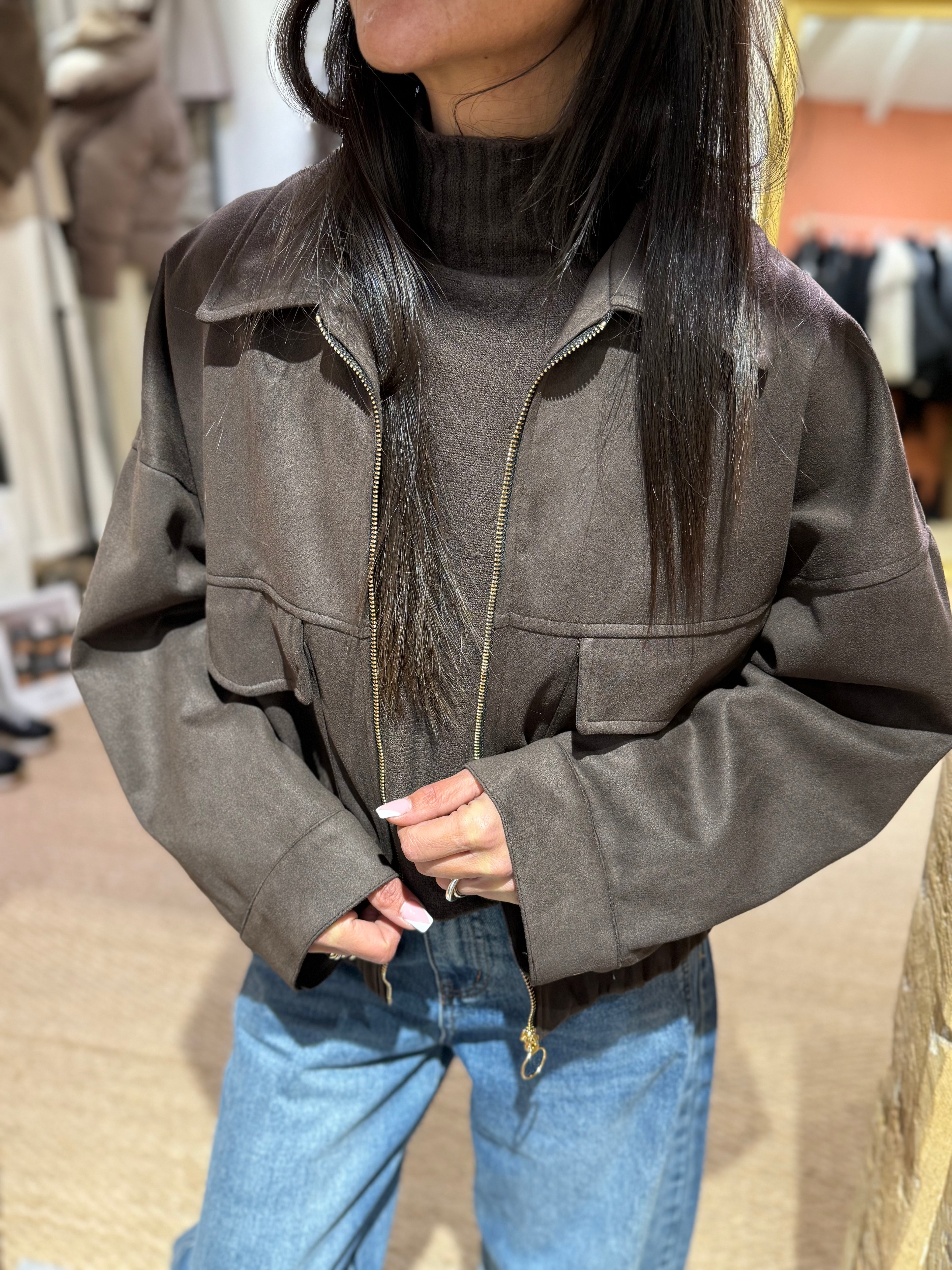 Veste Suedine - Noir ou Choco