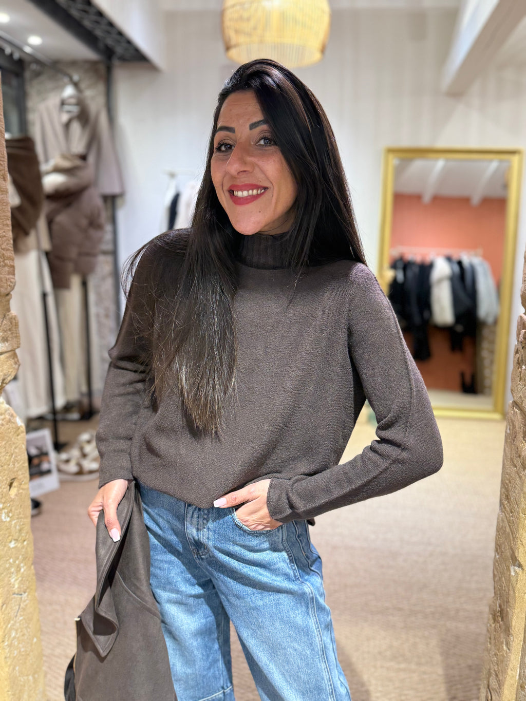 Pull Col Cheminé Surpiqure