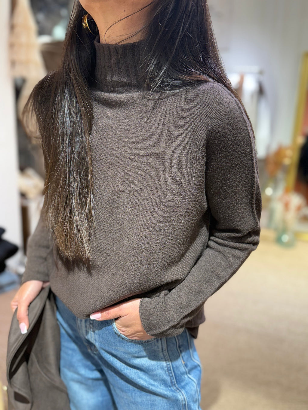 Pull Col Cheminé Surpiqure